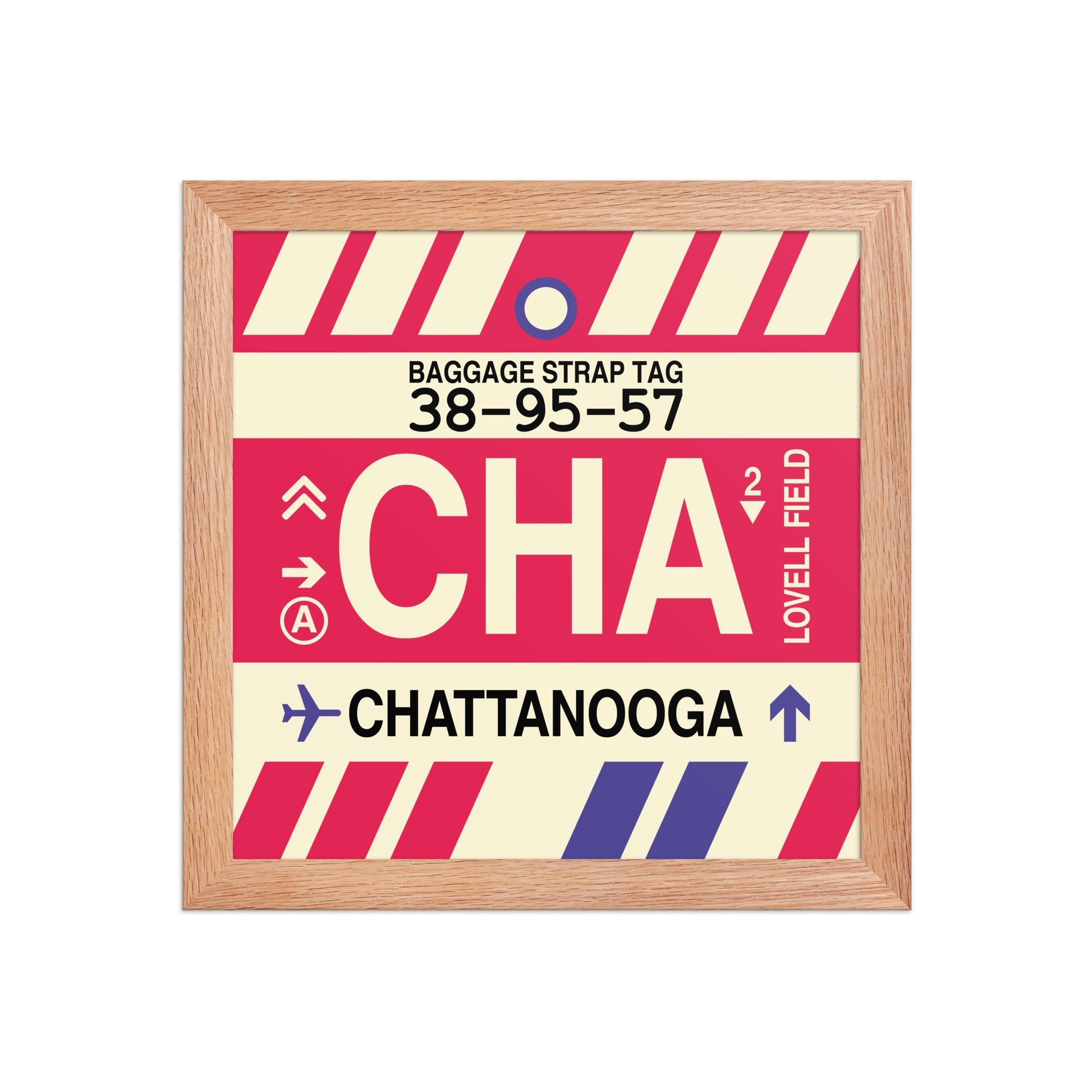 CHA Chattanooga Framed Print • Jet Age Baggage Tag Design • YHM Designs - Image 06