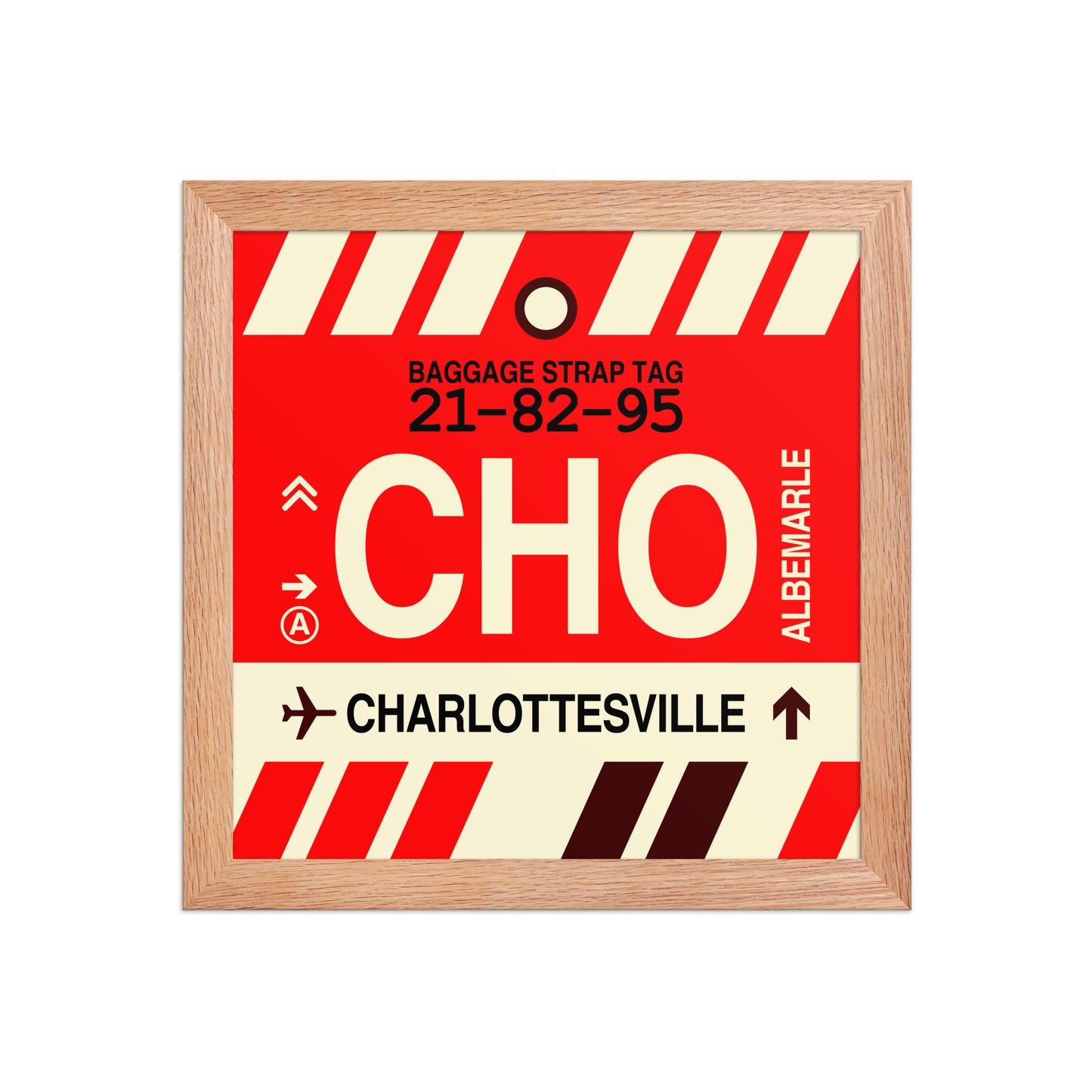 CHO Charlottesville Framed Print • Jet Age Baggage Tag Design • YHM Designs - Image 06