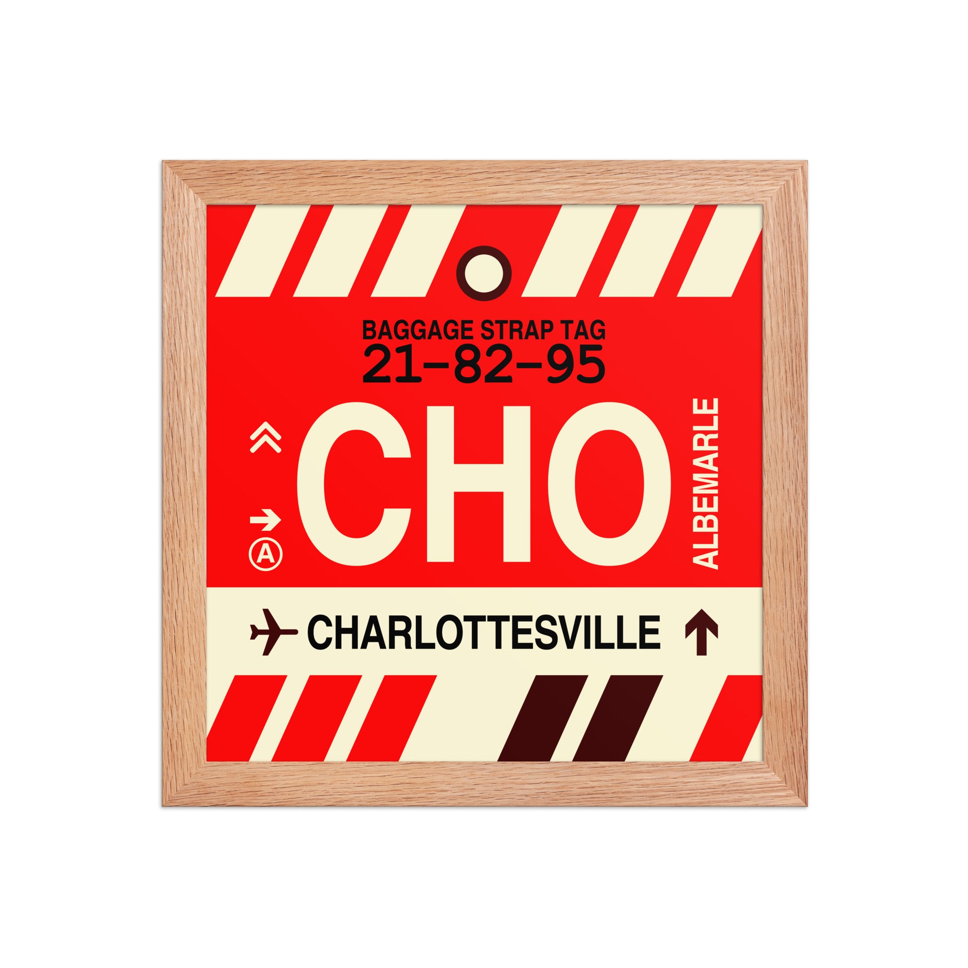 CHO Charlottesville Framed Print • Jet Age Baggage Tag Design • YHM Designs - Image 06