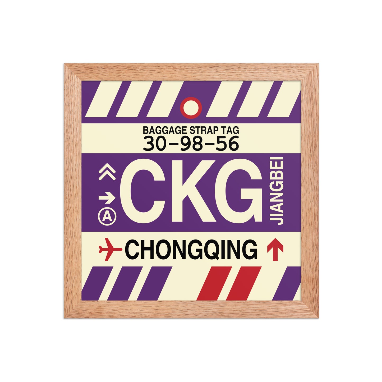 CKG Chongqing Framed Print • Jet Age Baggage Tag Design • YHM Designs - Image 06
