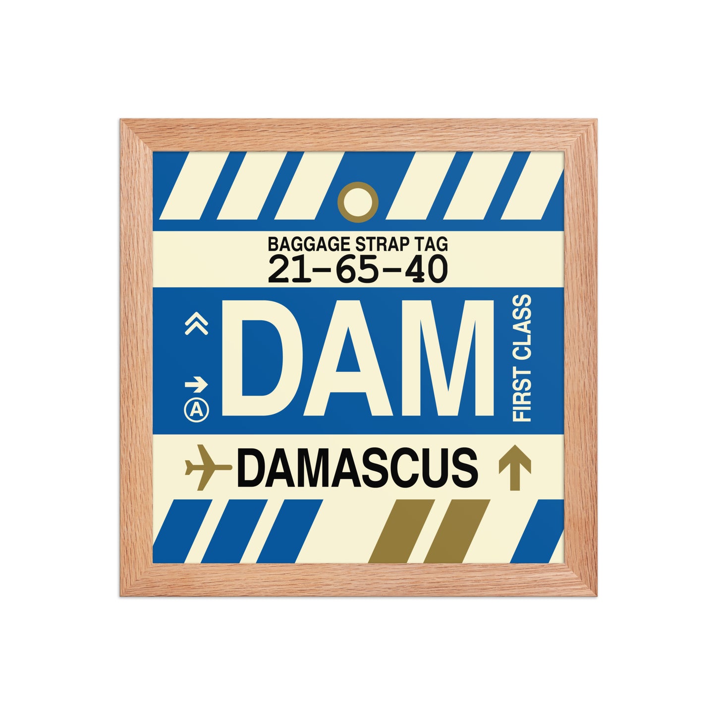 DAM Damascus Framed Print • Jet Age Baggage Tag Design • YHM Designs - Image 06