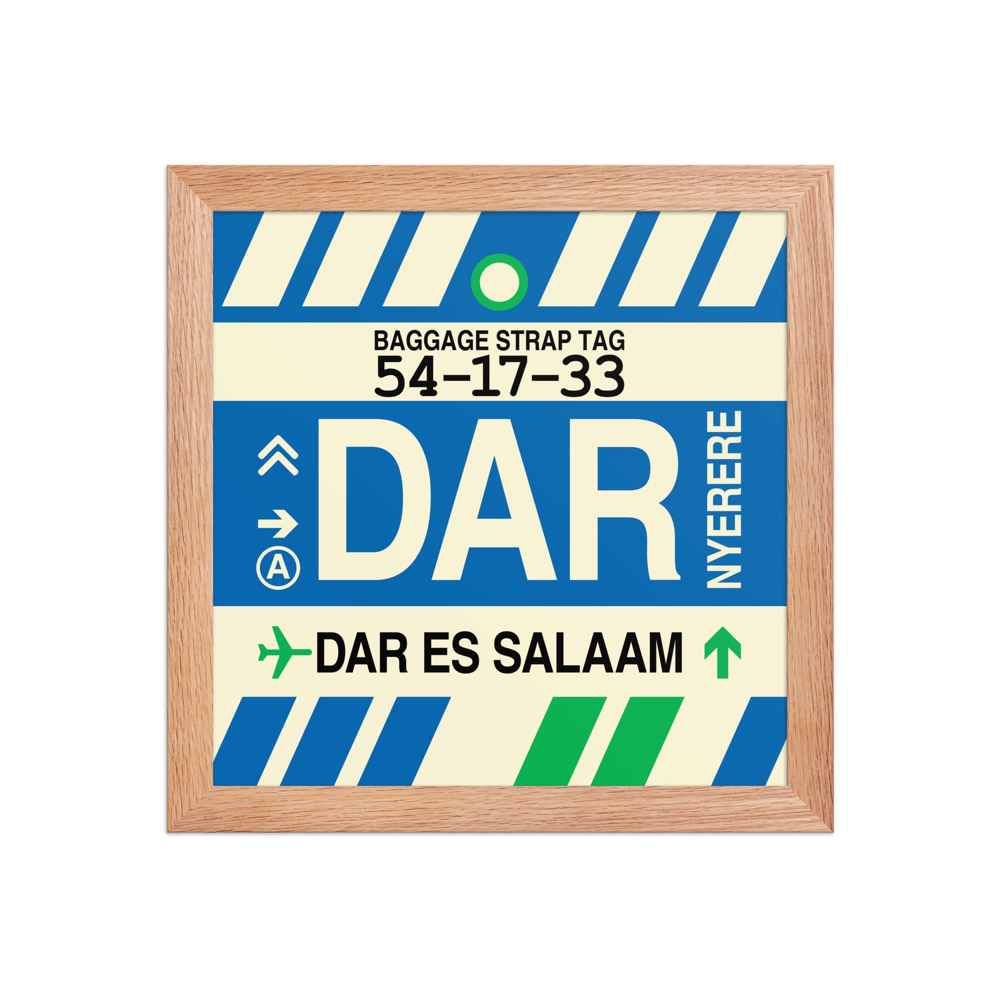 DAR Dar es Salaam Framed Print • Jet Age Baggage Tag Design • YHM Designs - Image 06