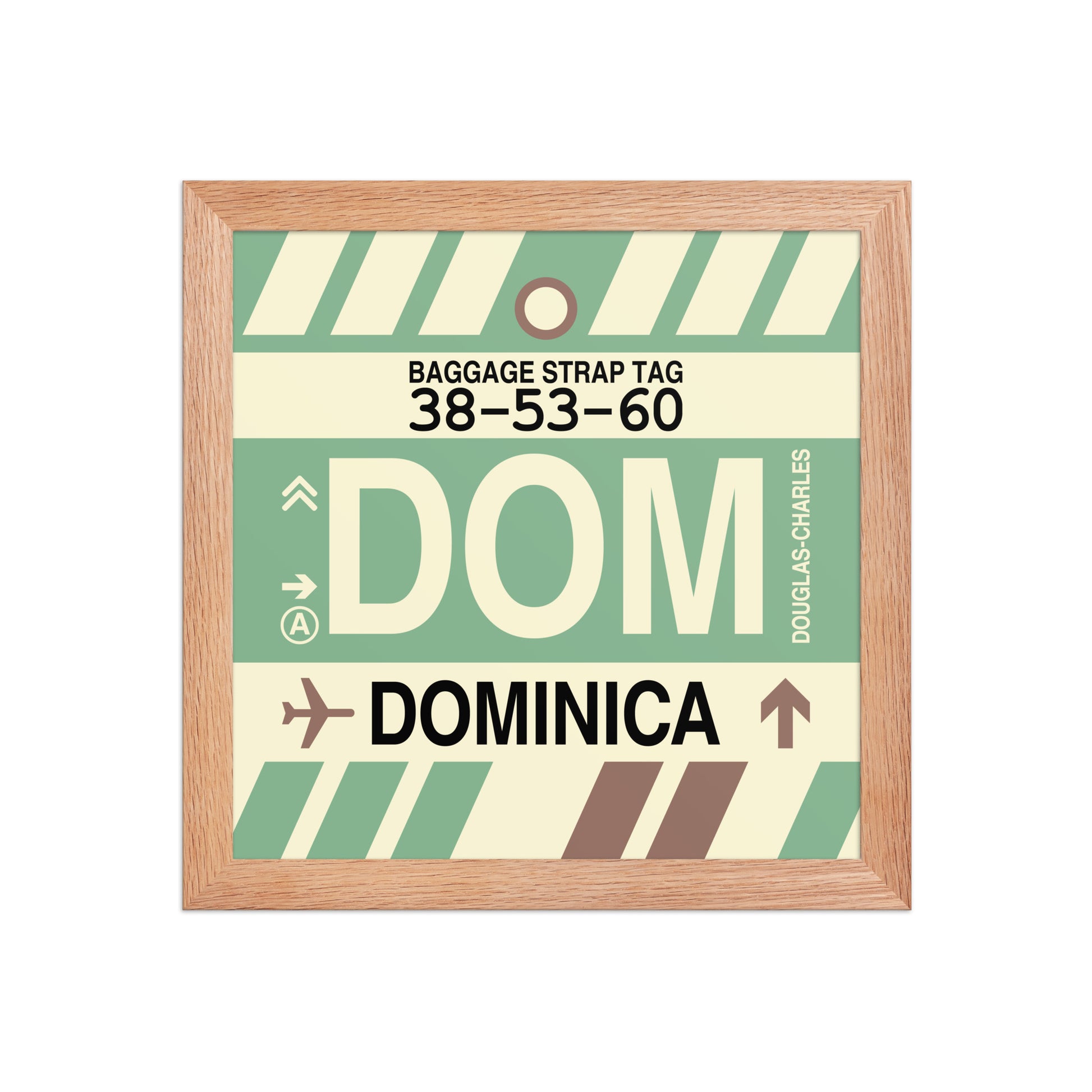 DOM Dominica Framed Print • Jet Age Baggage Tag Design • YHM Designs - Image 06