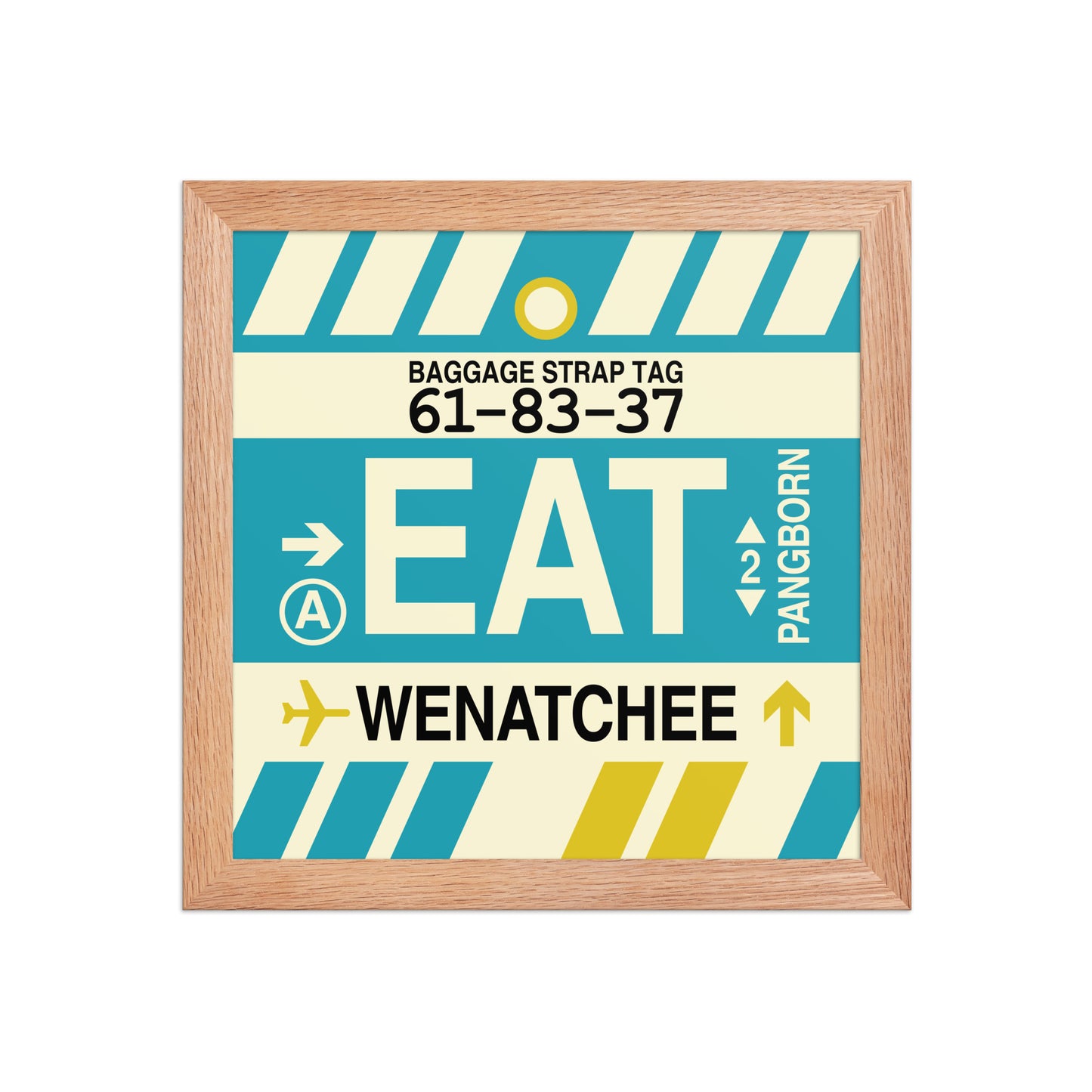 EAT Wenatchee Framed Print • Jet Age Baggage Tag Design • YHM Designs - Image 06