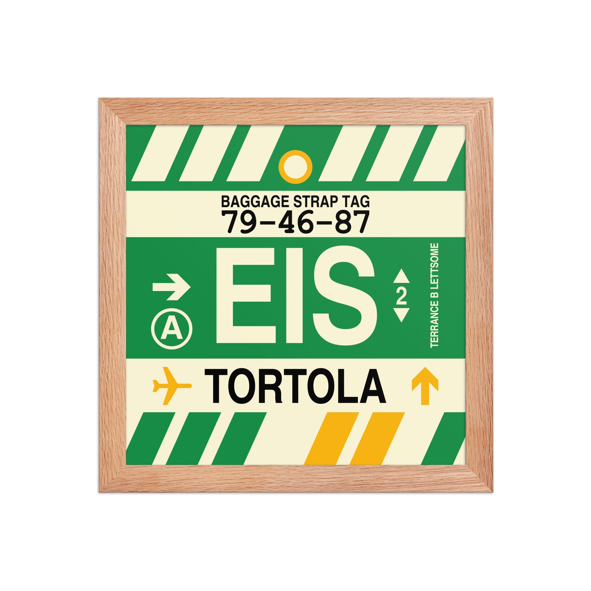 EIS Tortola Framed Print • Jet Age Baggage Tag Design • YHM Designs - Image 06