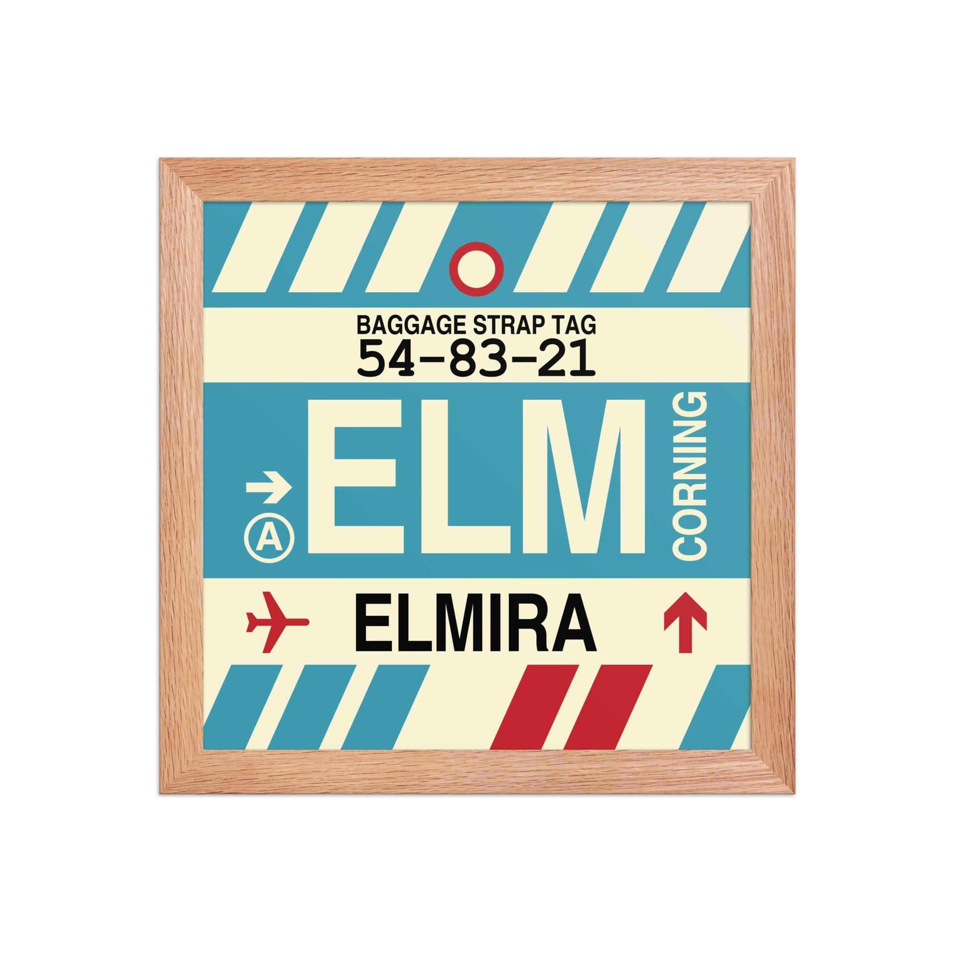 ELM Elmira-Corning Framed Print • Jet Age Baggage Tag Design • YHM Designs - Image 06