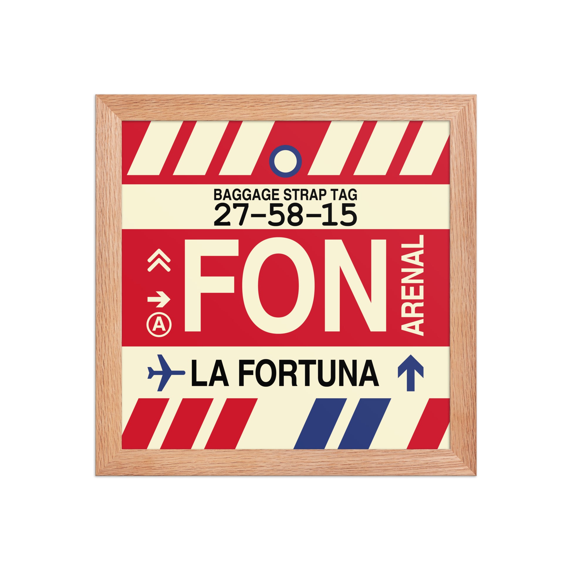 FON La Fortuna Framed Print • Jet Age Baggage Tag Design • YHM Designs - Image 06