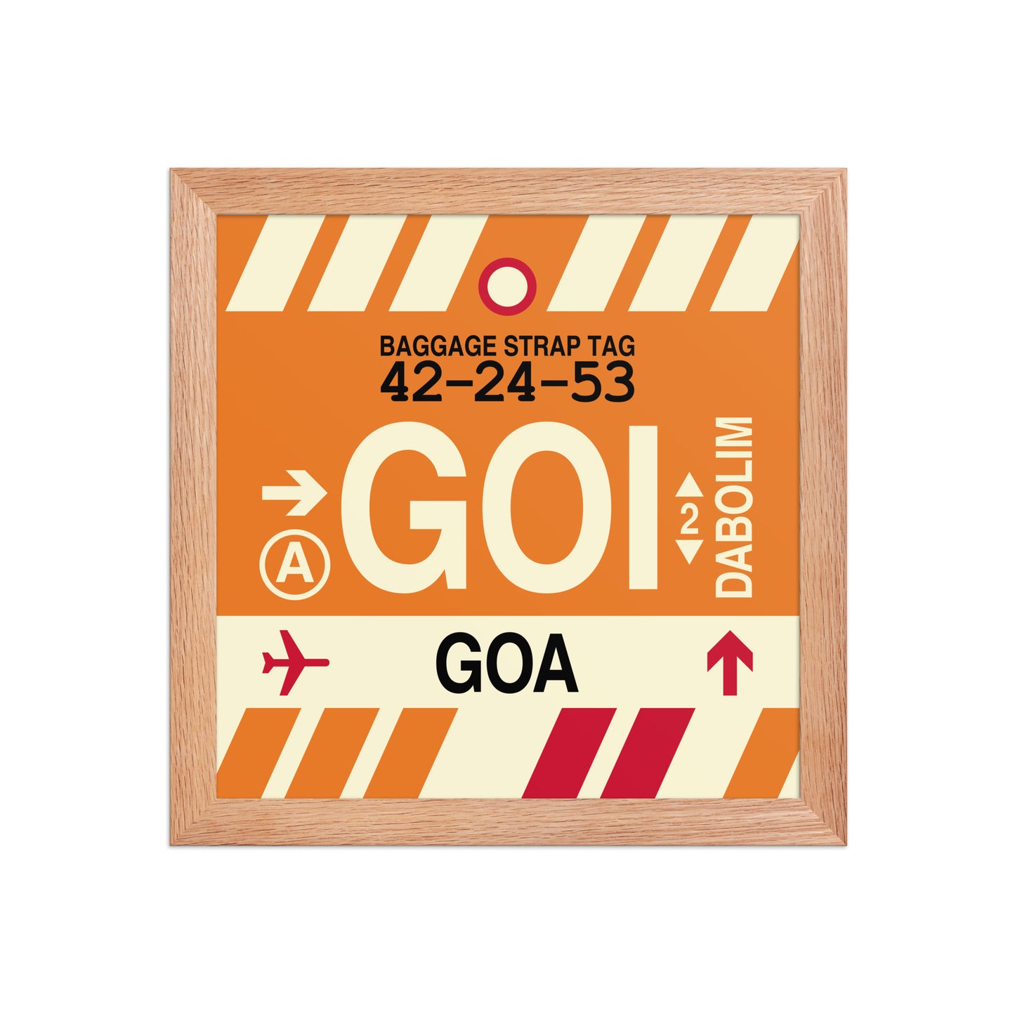 GOI Goa Framed Print • Jet Age Baggage Tag Design • YHM Designs - Image 06