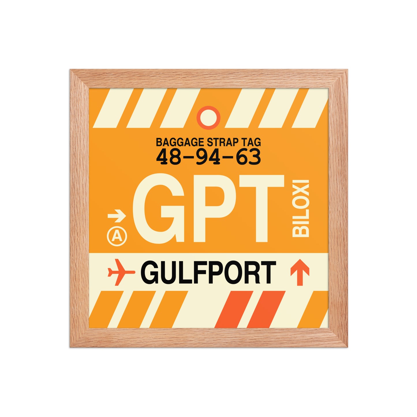 GPT Gulfport-Biloxi Framed Print • Jet Age Baggage Tag Design • YHM Designs - Image 06
