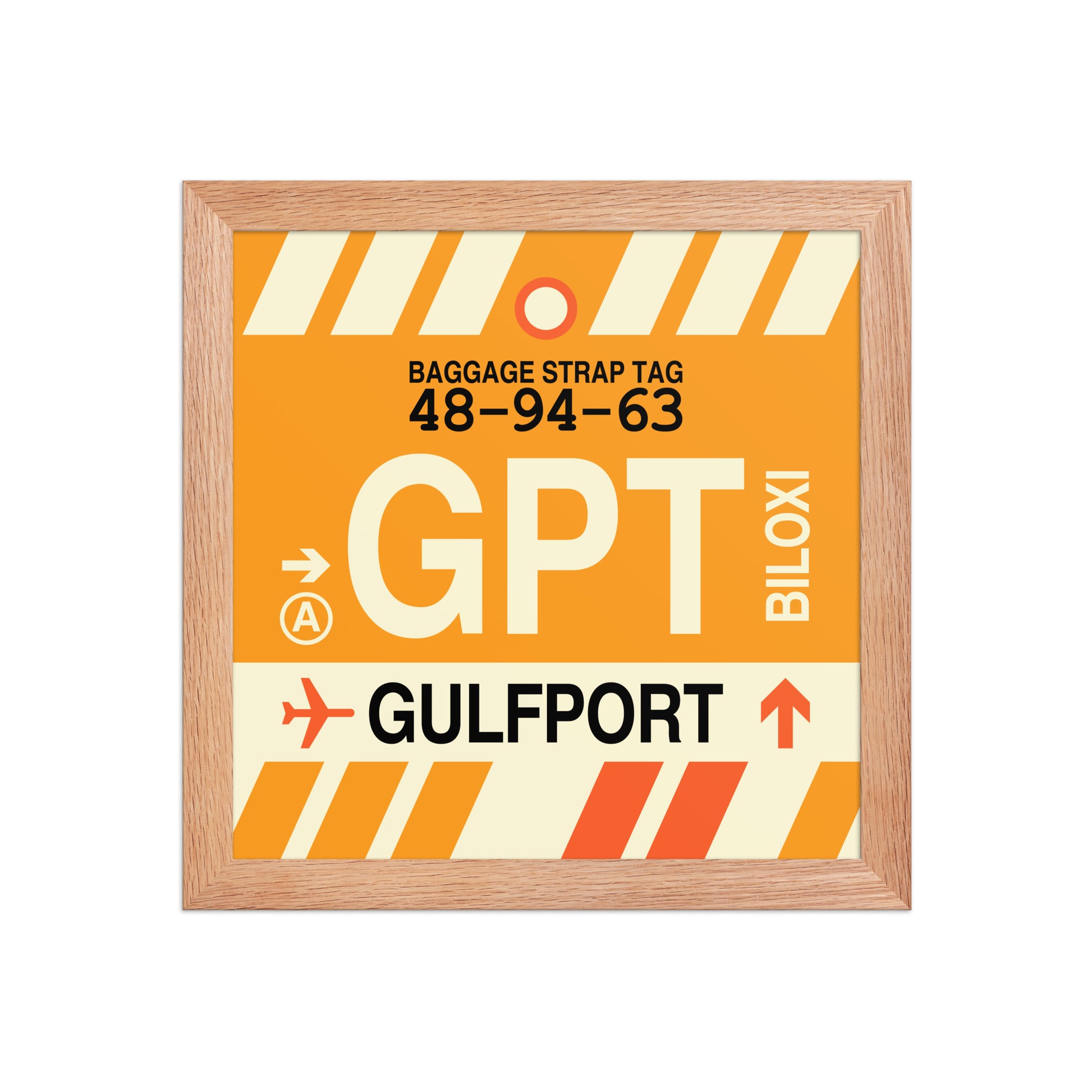 GPT Gulfport-Biloxi Framed Print • Jet Age Baggage Tag Design • YHM Designs - Image 06