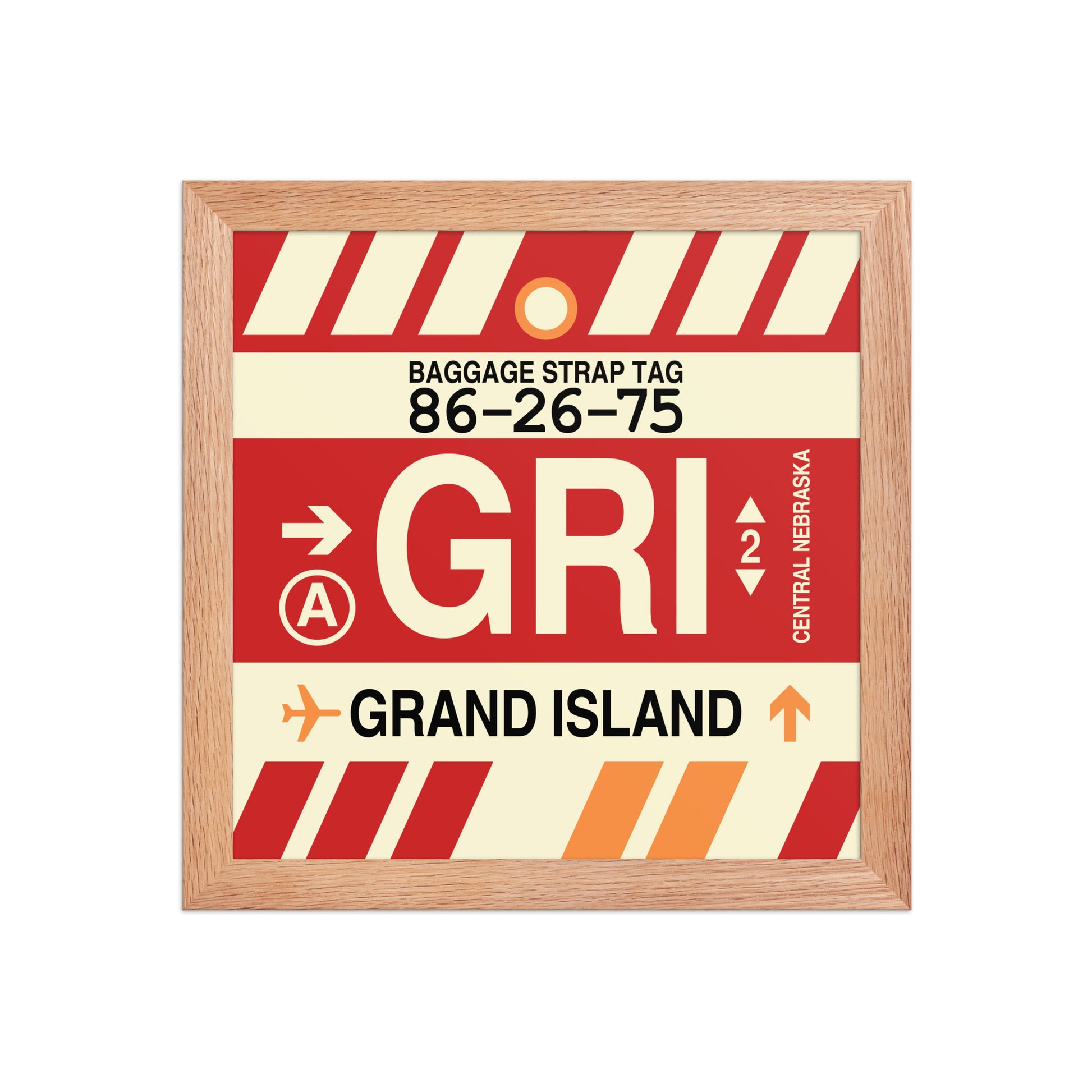 GRI Grand Island Framed Print • Jet Age Baggage Tag Design • YHM Designs - Image 06