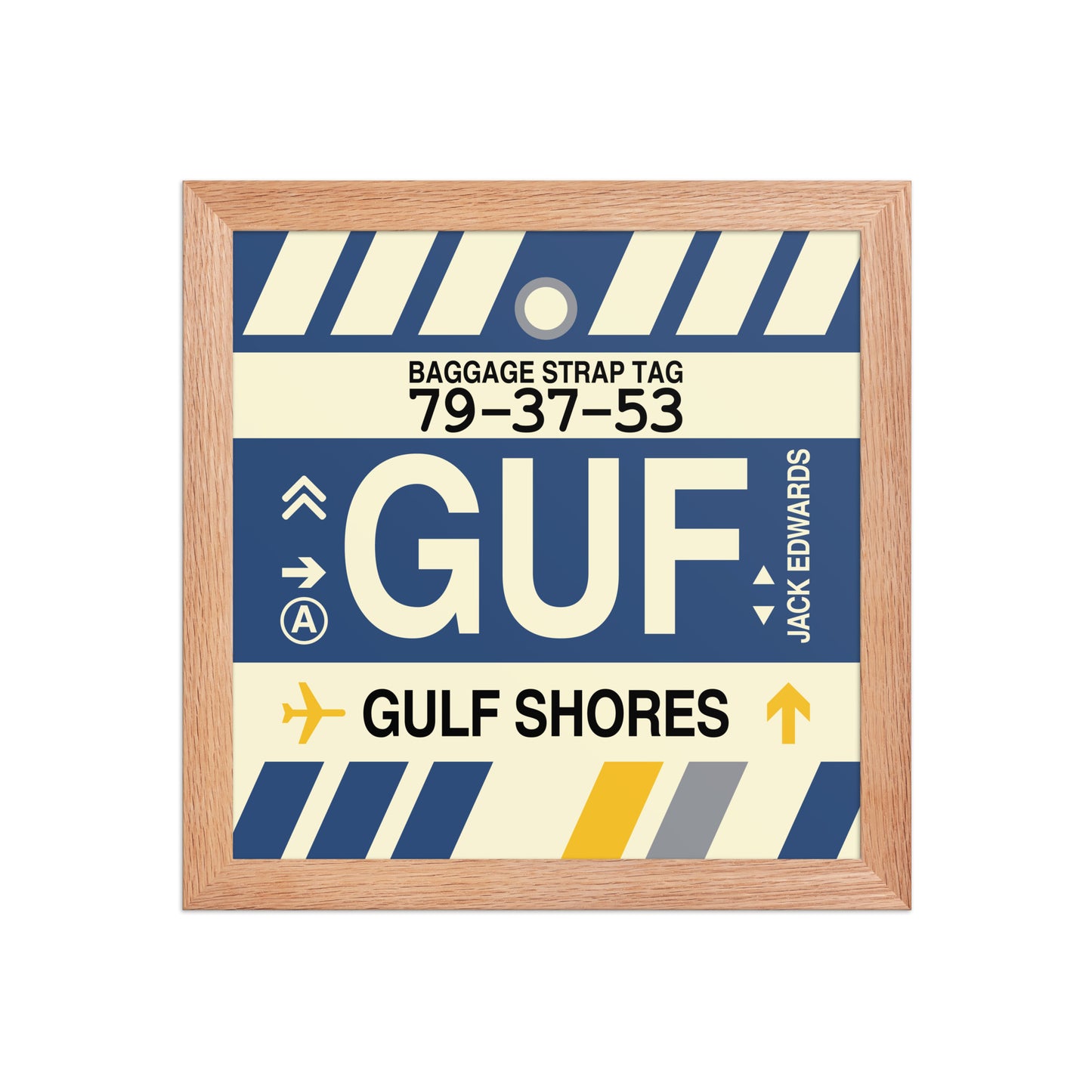 GUF Gulf Shores Framed Print • Jet Age Baggage Tag Design • YHM Designs - Image 06