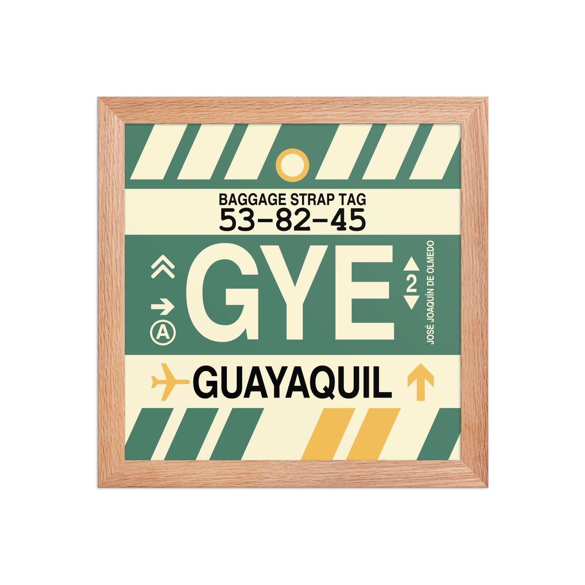 GYE Guayaquil Framed Print • Jet Age Baggage Tag Design • YHM Designs - Image 06
