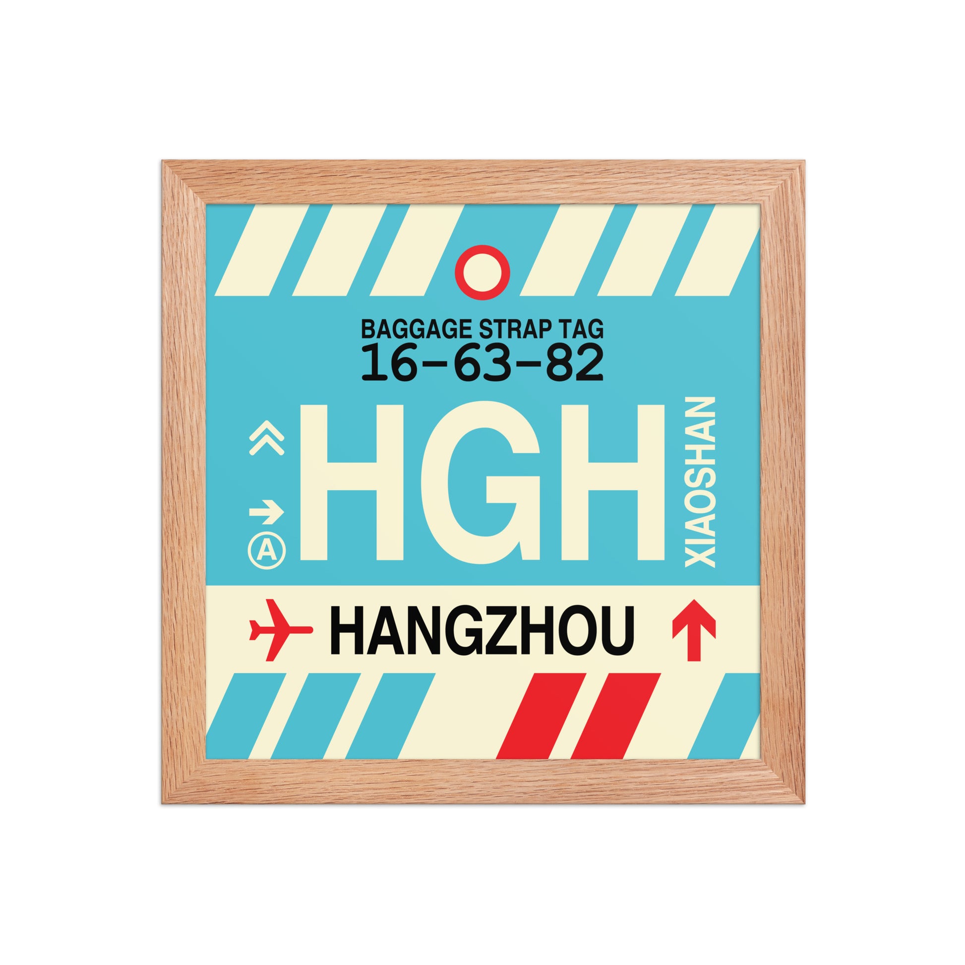 HGH Hangzhou Framed Print • Jet Age Baggage Tag Design • YHM Designs - Image 06