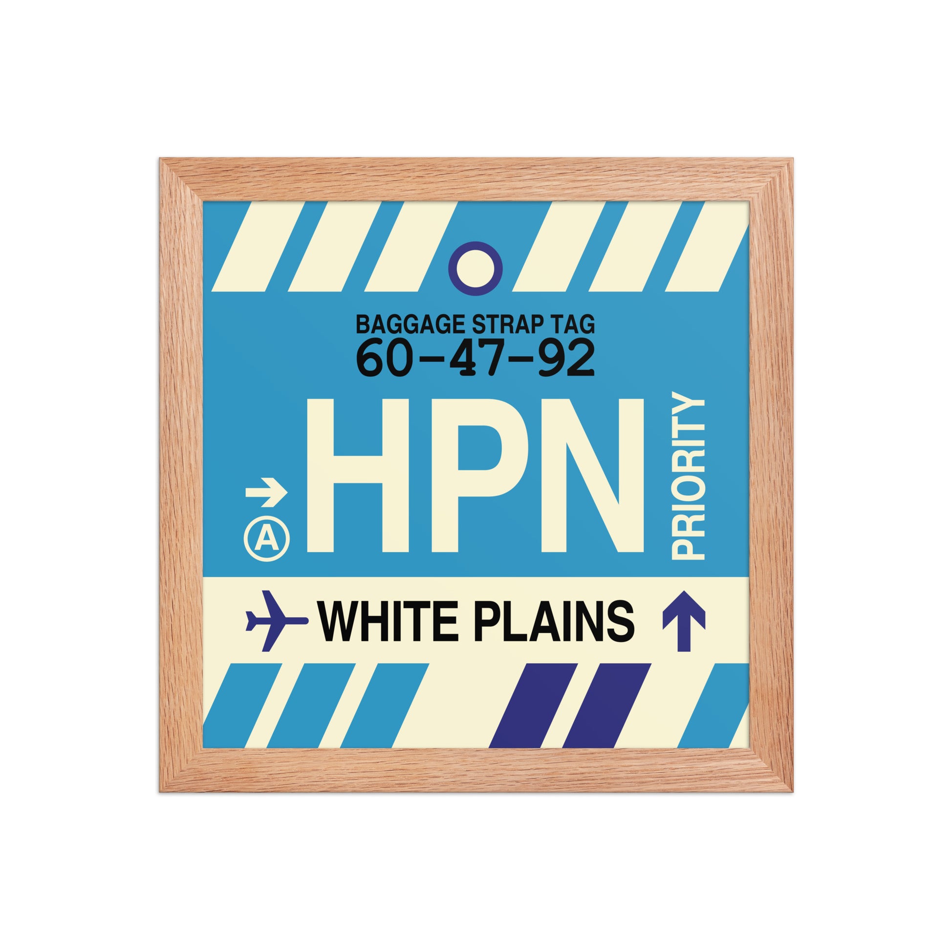 HPN White Plains Framed Print • Jet Age Baggage Tag Design • YHM Designs - Image 06