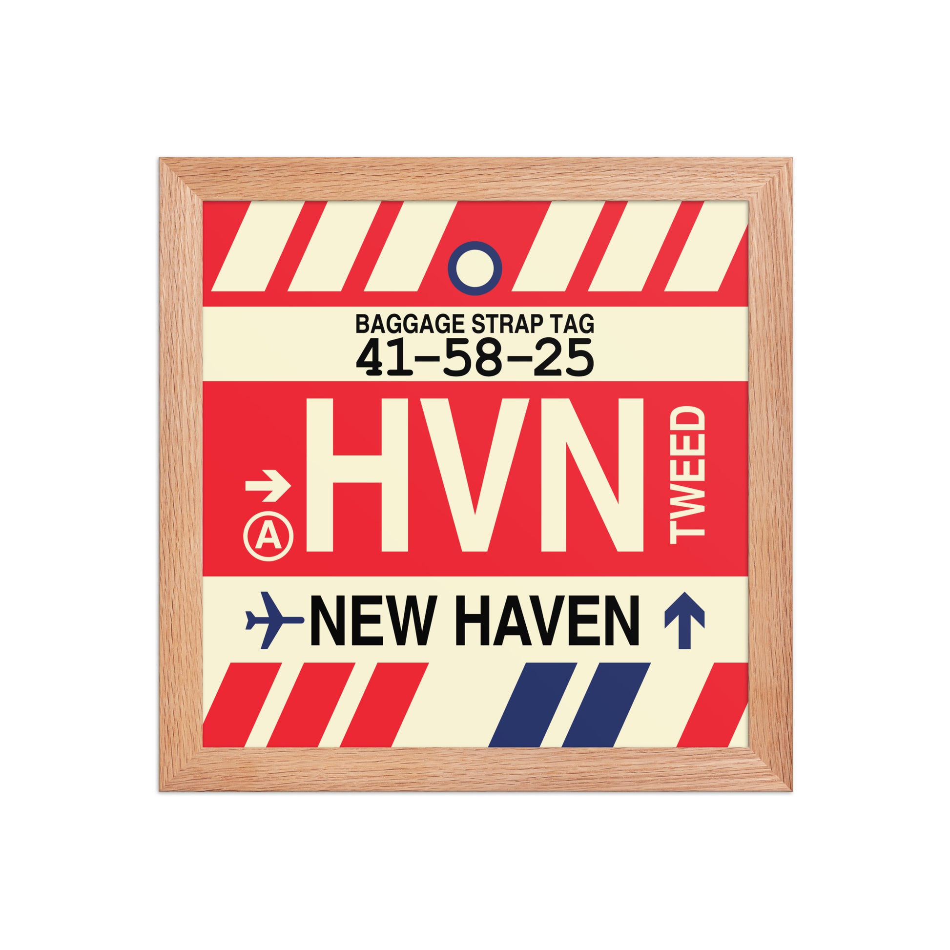 HVN New Haven Framed Print • Jet Age Baggage Tag Design • YHM Designs - Image 06