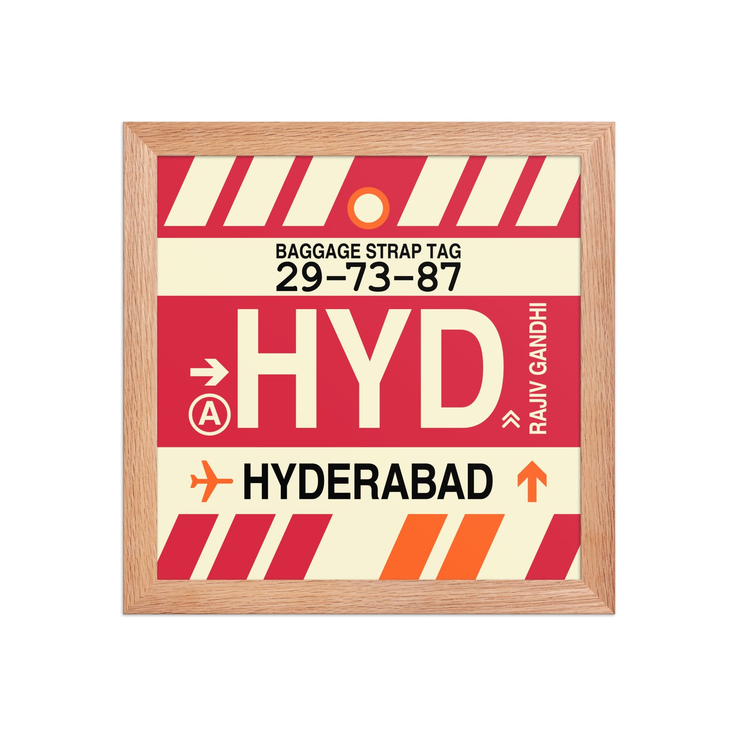 HYD Hyderabad Framed Print • Jet Age Baggage Tag Design • YHM Designs - Image 06