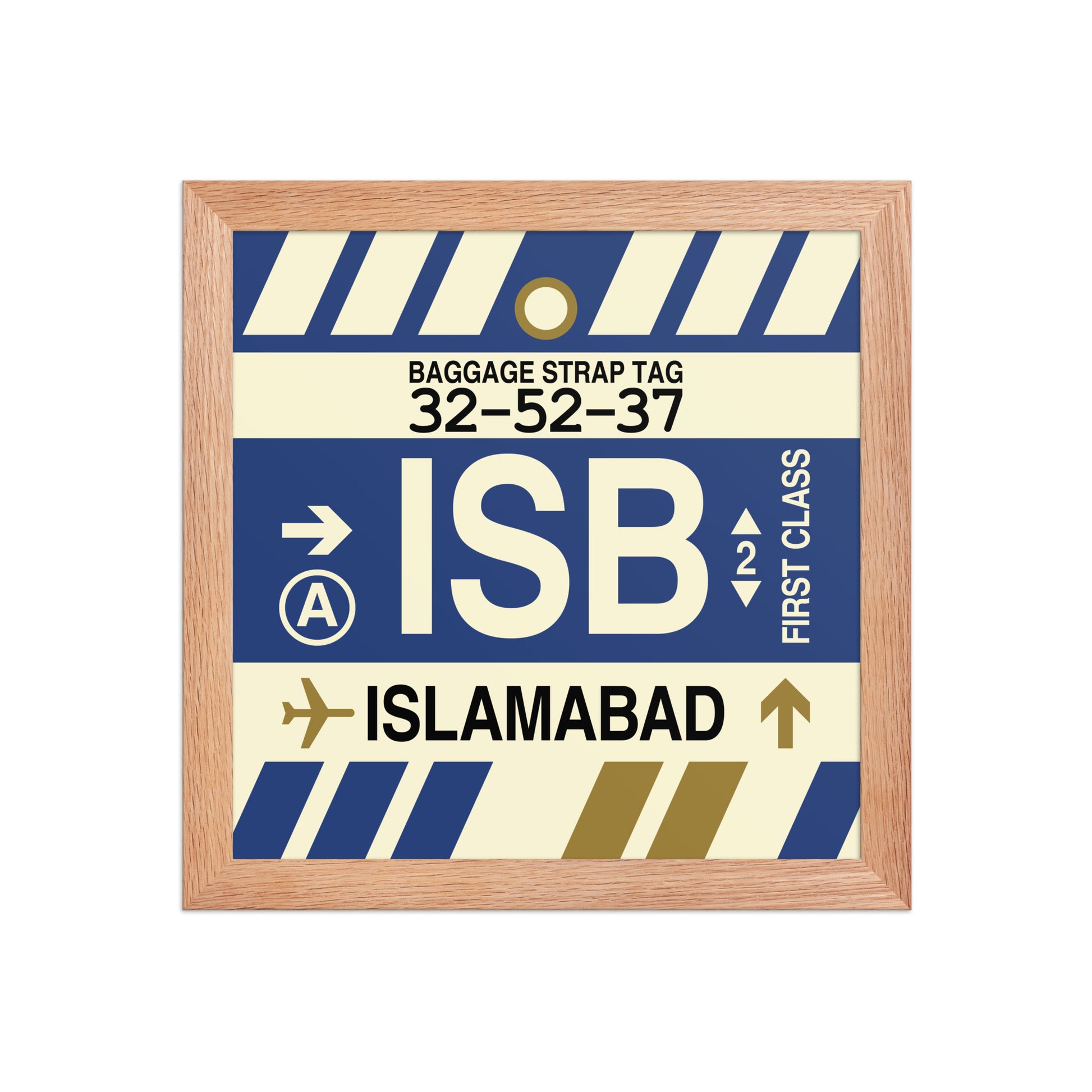 ISB Islamabad Framed Print • Jet Age Baggage Tag Design • YHM Designs - Image 06