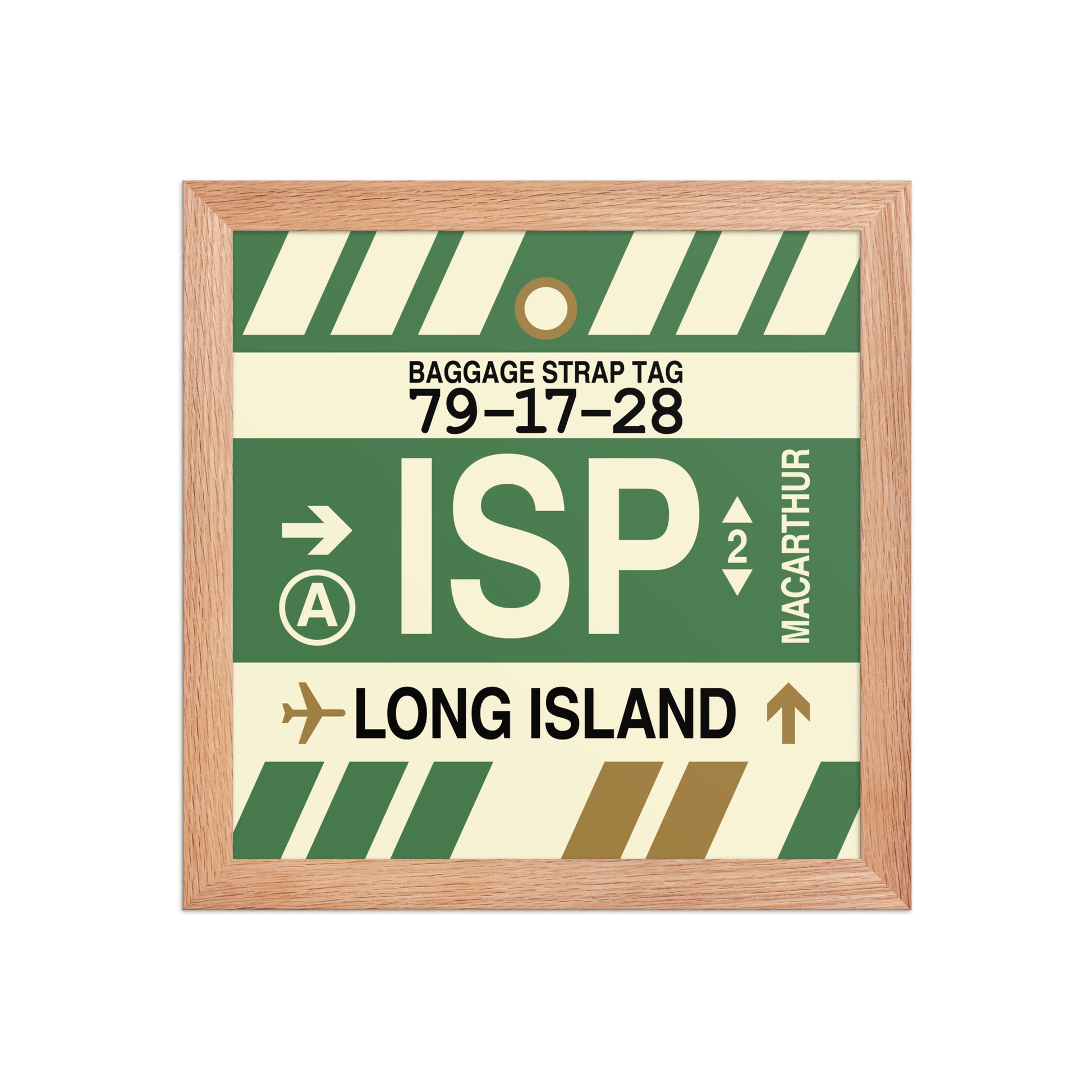 ISP Long Island Framed Print • Jet Age Baggage Tag Design • YHM Designs - Image 06