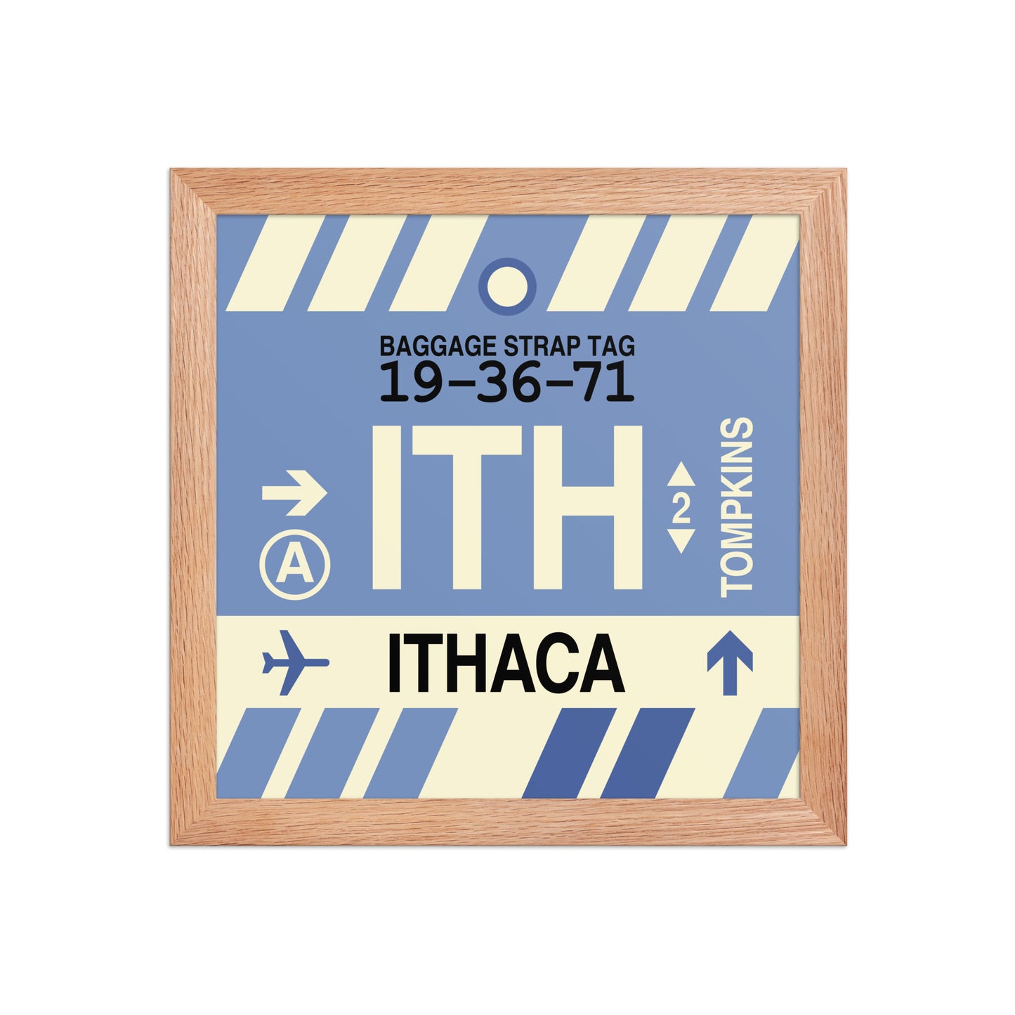 ITH Ithaca Framed Print • Jet Age Baggage Tag Design • YHM Designs - Image 06