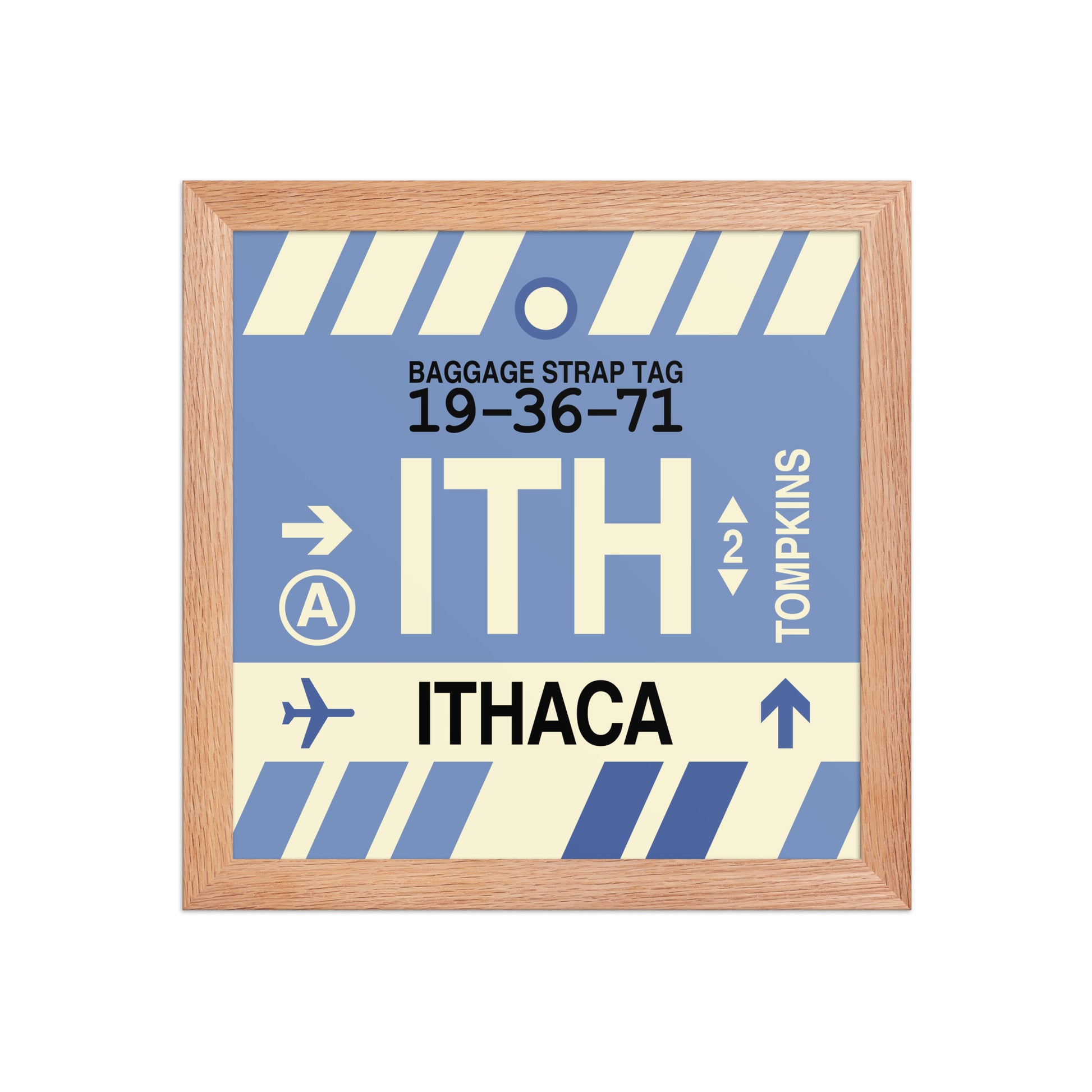 ITH Ithaca Framed Print • Jet Age Baggage Tag Design • YHM Designs - Image 06