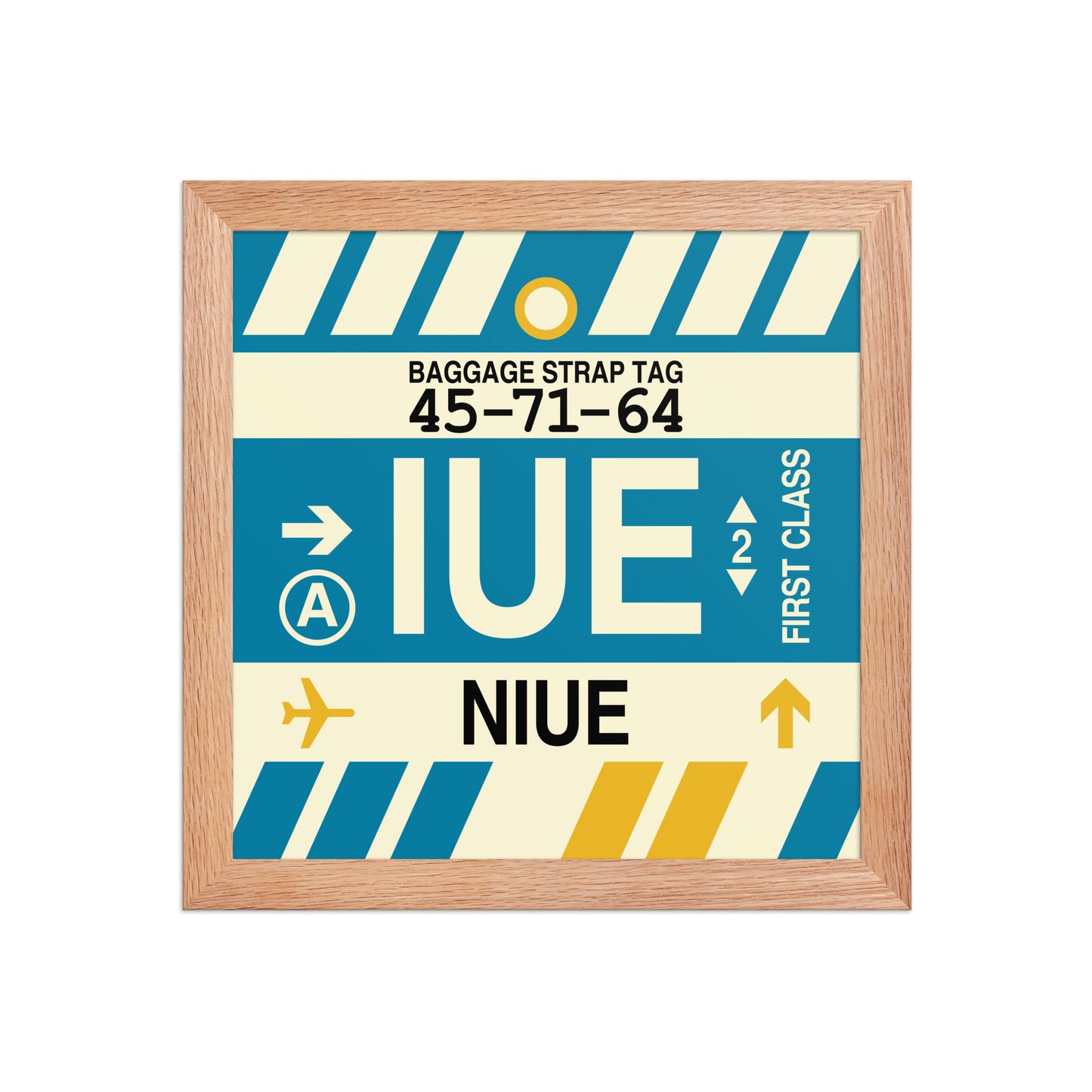IUE Niue Framed Print • Jet Age Baggage Tag Design • YHM Designs - Image 06