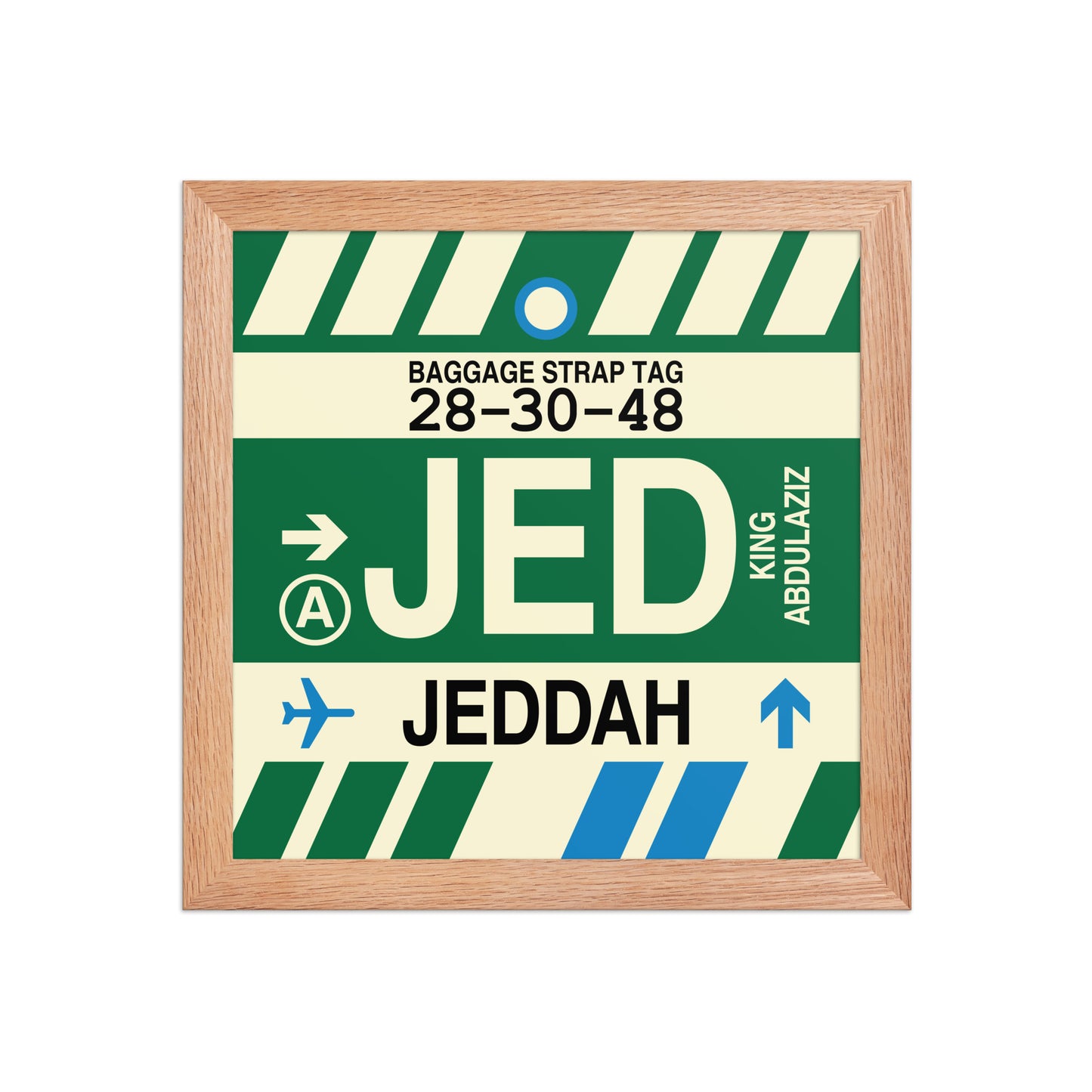 JED Jeddah Framed Print • Jet Age Baggage Tag Design • YHM Designs - Image 06