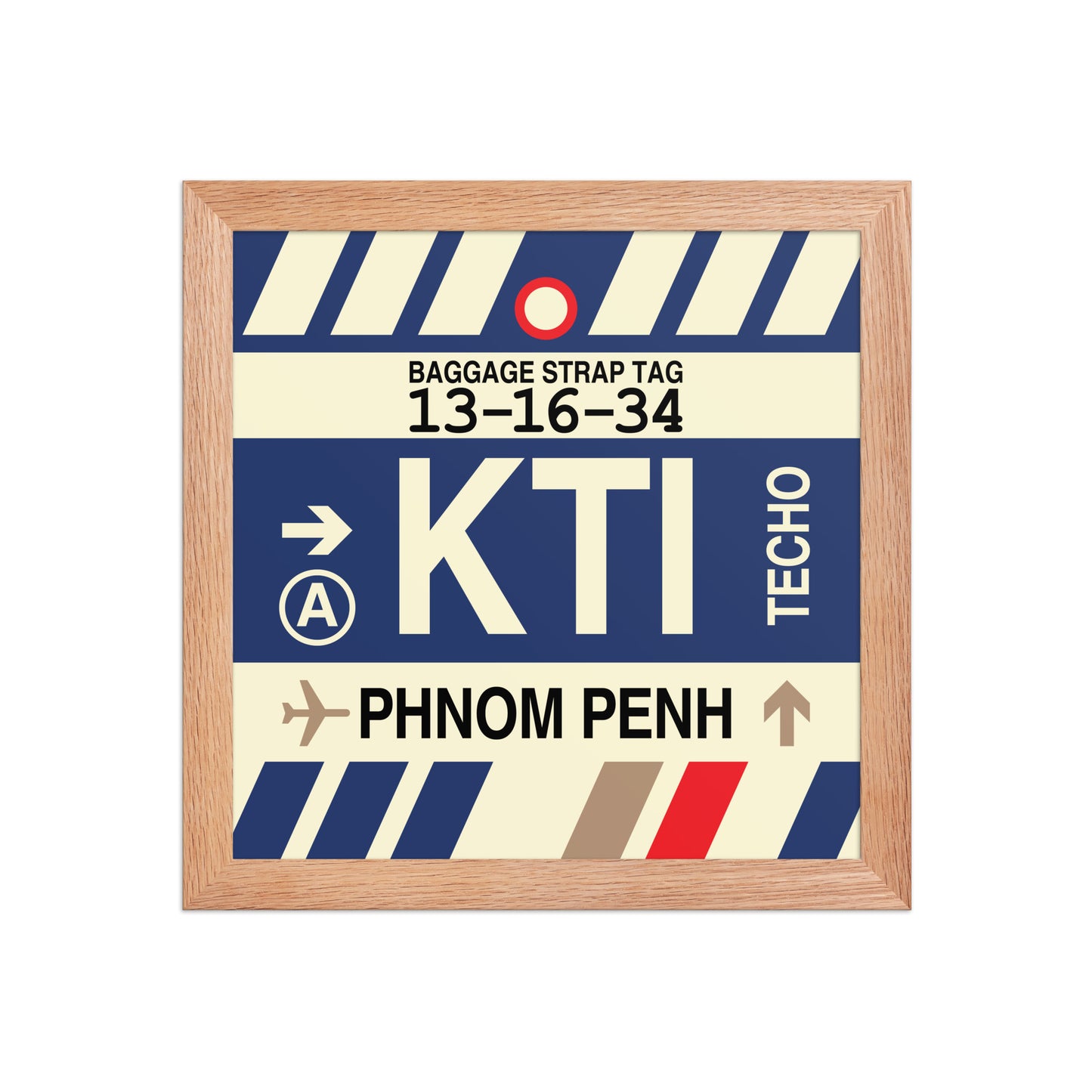 KTI Phnom Penh Framed Print • Jet Age Baggage Tag Design • YHM Designs - Image 06