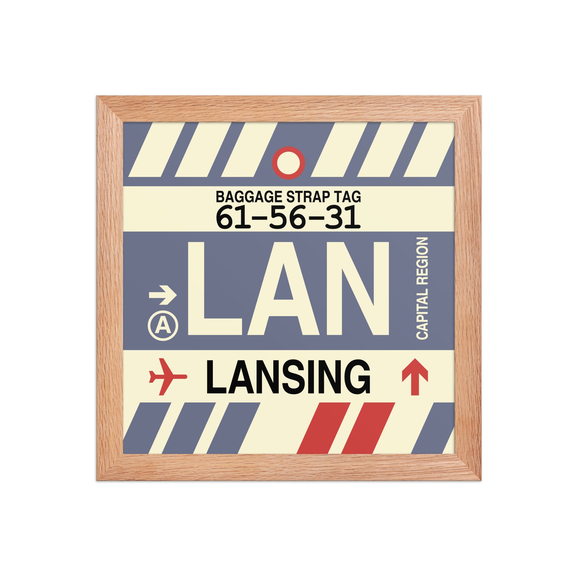 LAN Lansing Framed Print • Jet Age Baggage Tag Design • YHM Designs - Image 06