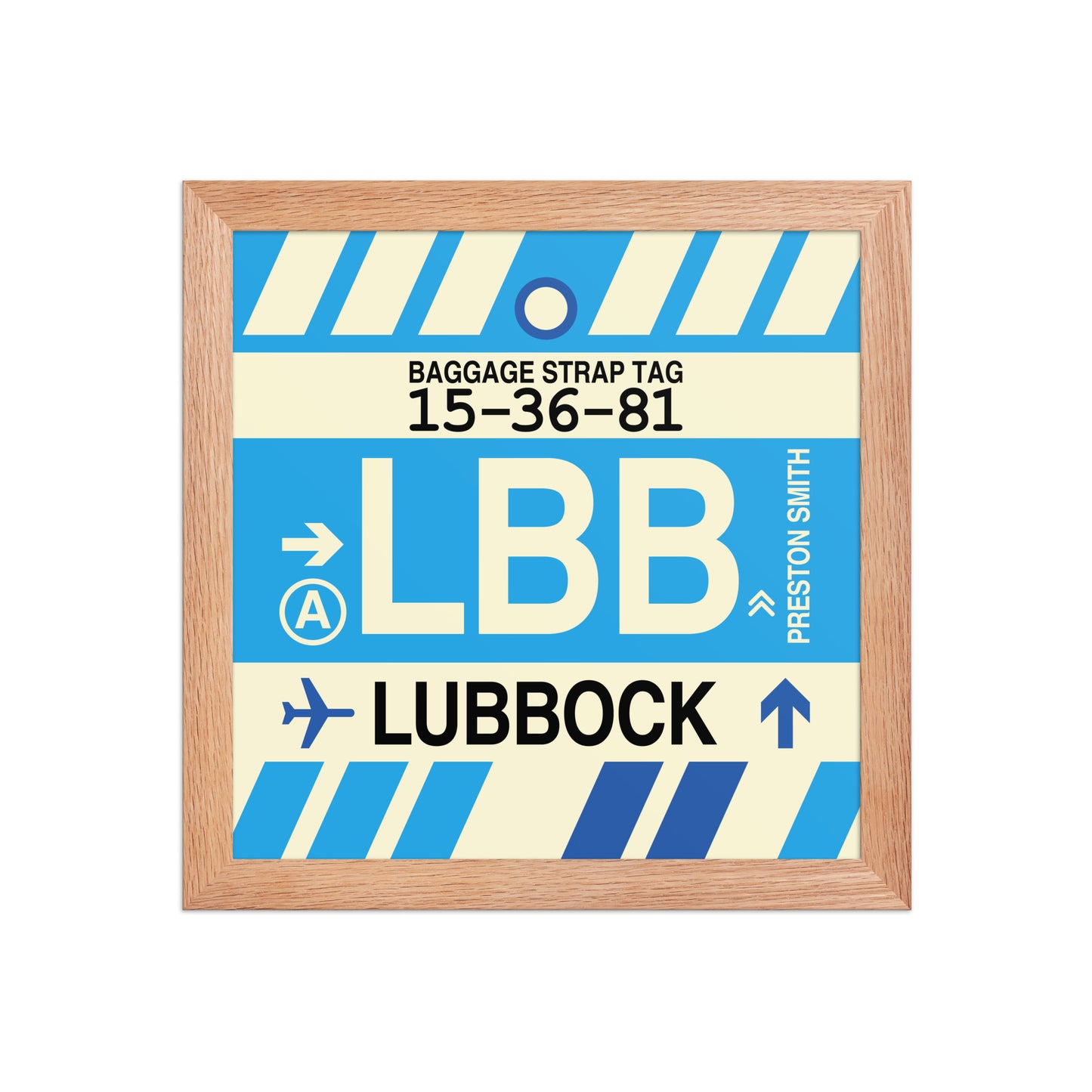 LBB Lubbock Framed Print • Jet Age Baggage Tag Design • YHM Designs - Image 06