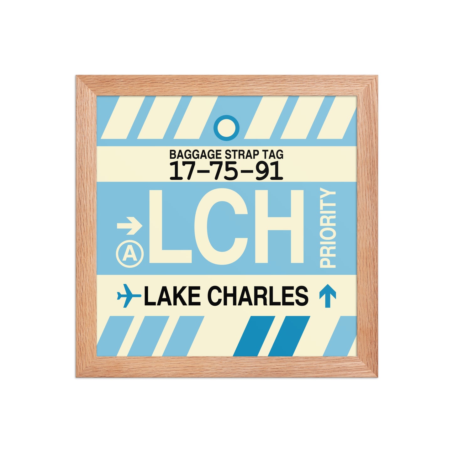 LCH Lake Charles Framed Print • Jet Age Baggage Tag Design • YHM Designs - Image 06