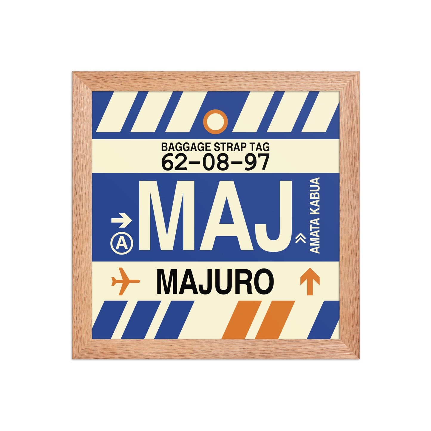 MAJ Majuro Framed Print • Jet Age Baggage Tag Design • YHM Designs - Image 06