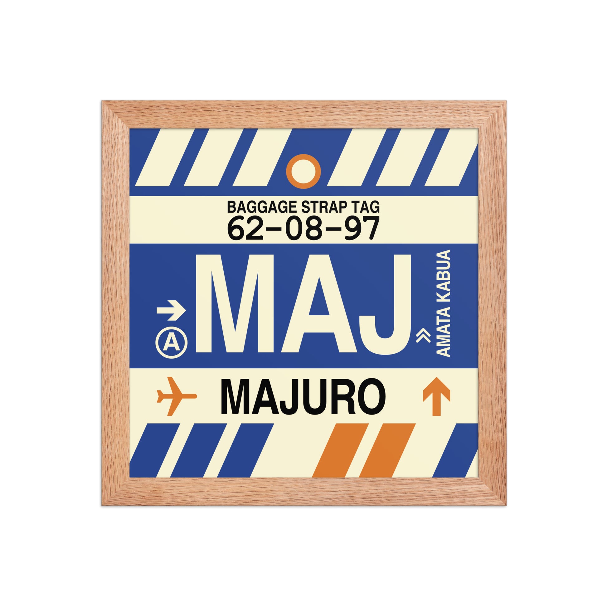 MAJ Majuro Framed Print • Jet Age Baggage Tag Design • YHM Designs - Image 06