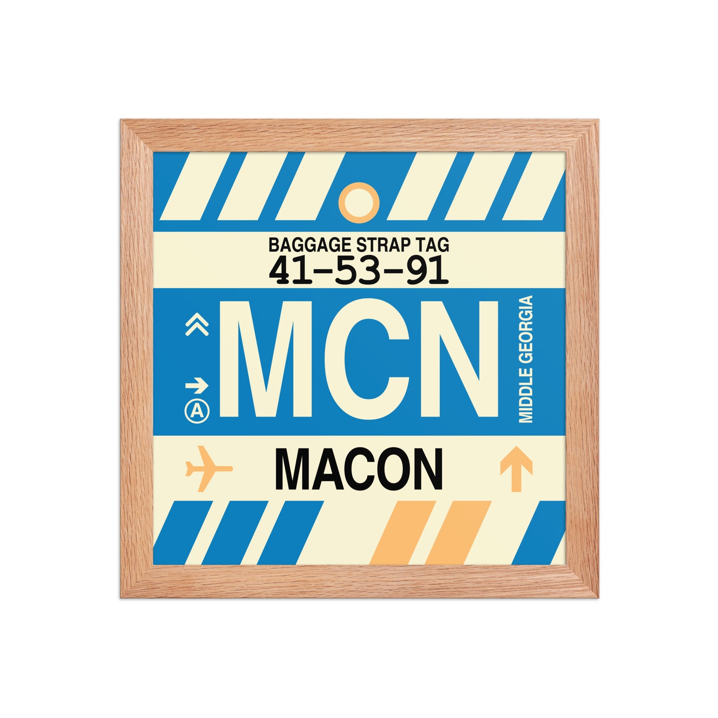MCN Macon Framed Print • Jet Age Baggage Tag Design • YHM Designs - Image 06