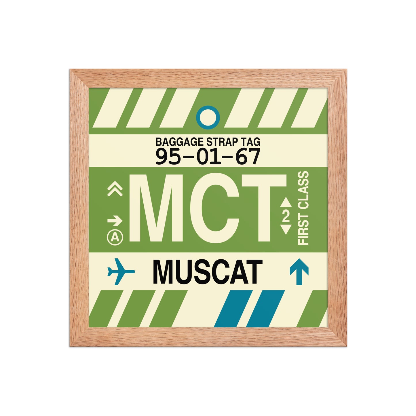MCT Muscat Framed Print • Jet Age Baggage Tag Design • YHM Designs - Image 06