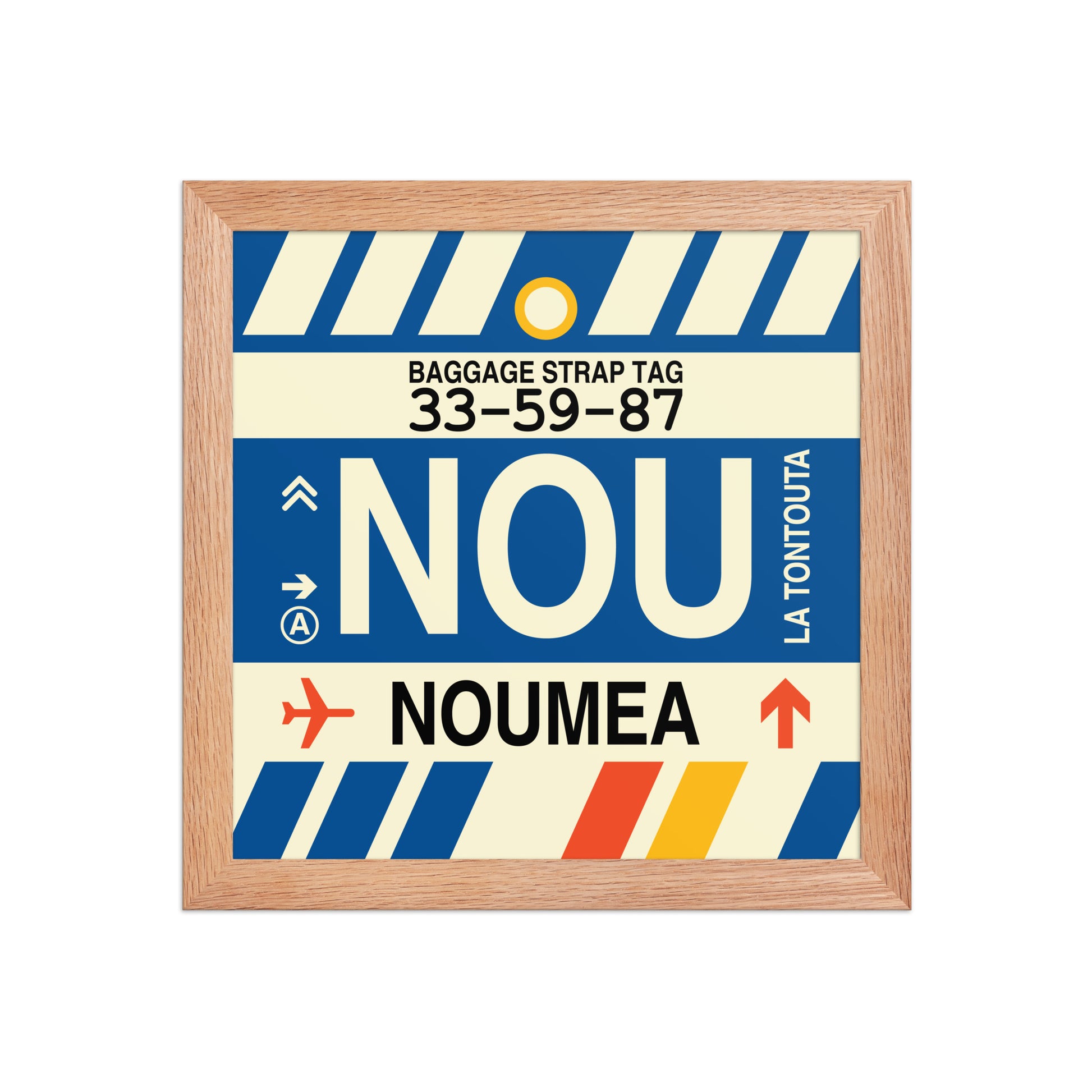 NOU Nouméa Framed Print • Jet Age Baggage Tag Design • YHM Designs - Image 06