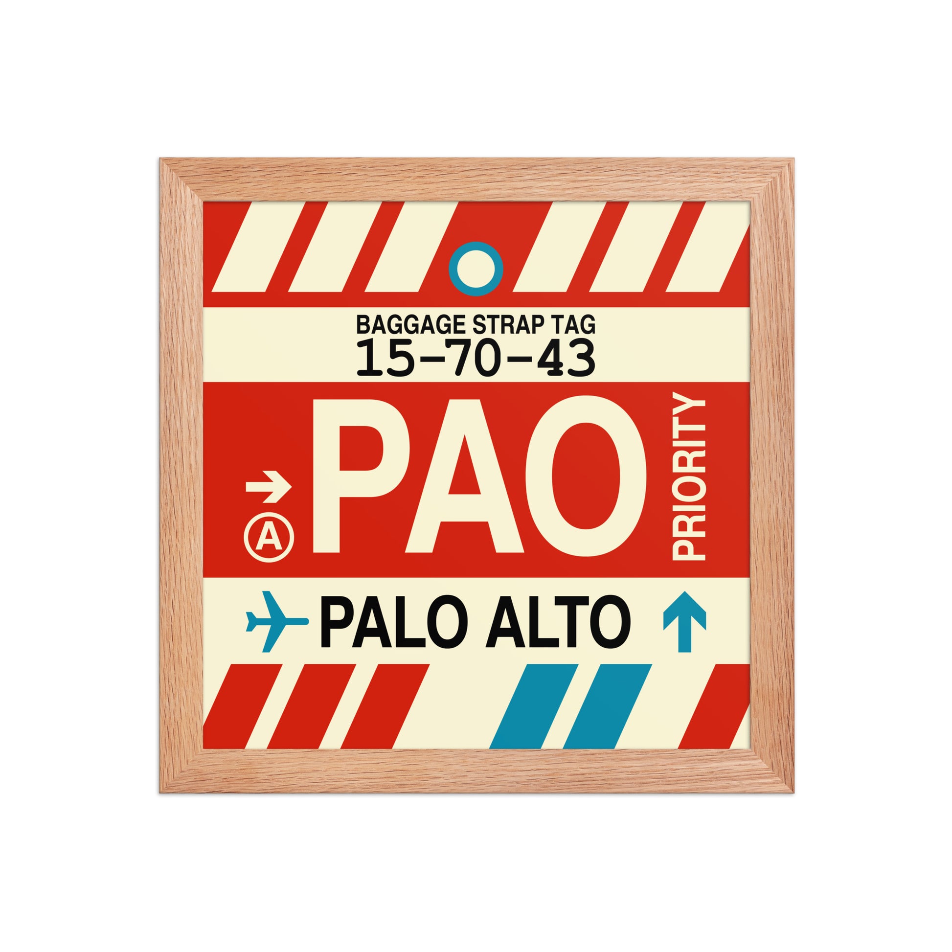 PAO Palo Alto Framed Print • Jet Age Baggage Tag Design • YHM Designs - Image 06