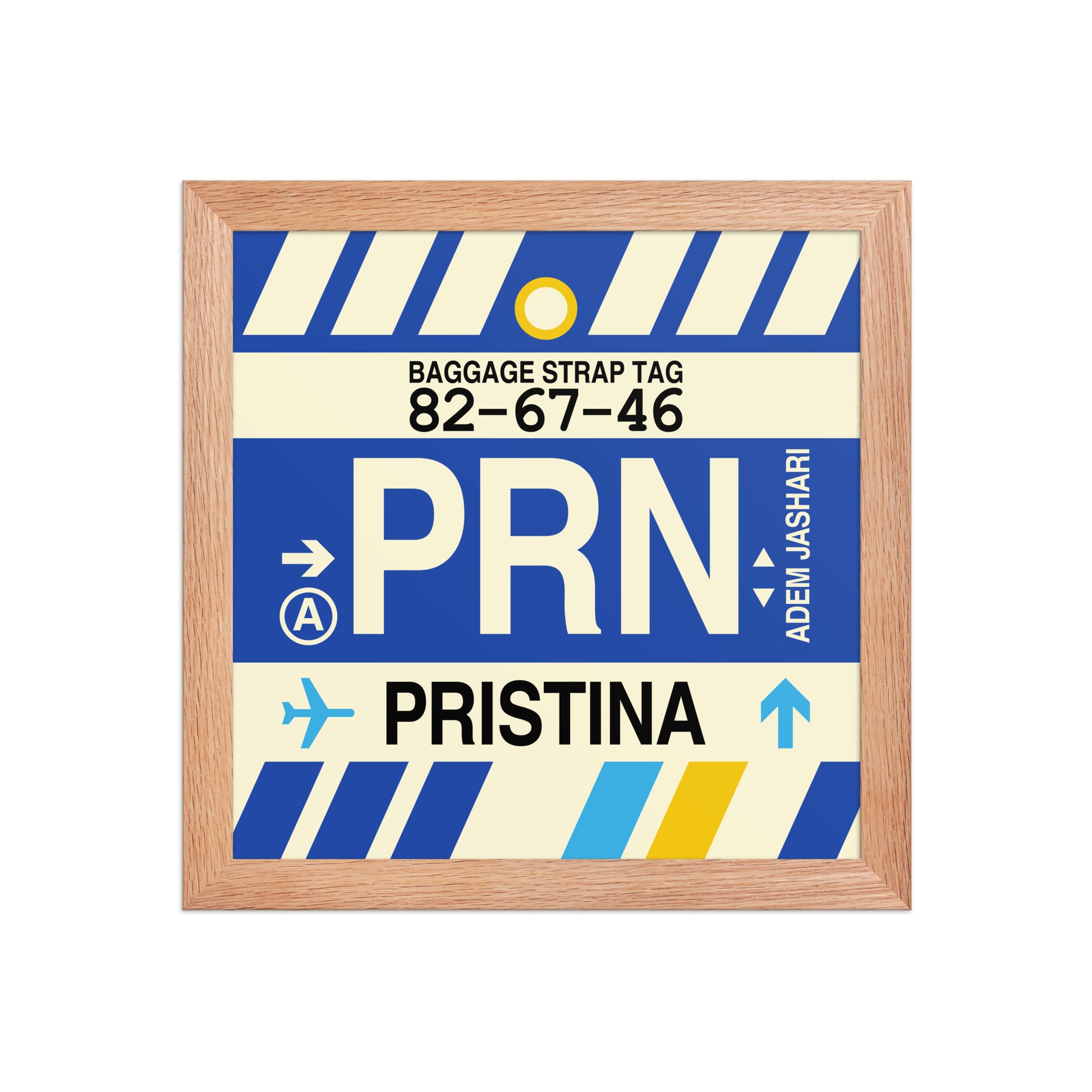 PRN Pristina Framed Print • Jet Age Baggage Tag Design • YHM Designs - Image 06