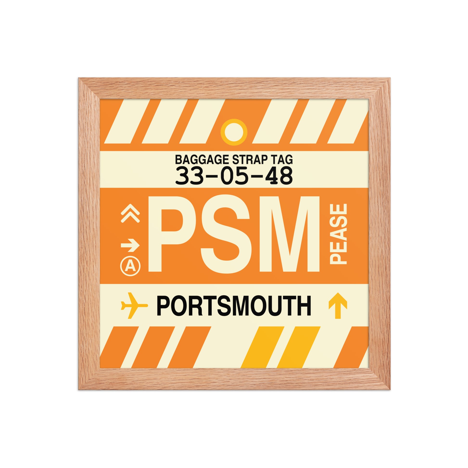 PSM Portsmouth Framed Print • Jet Age Baggage Tag Design • YHM Designs - Image 06