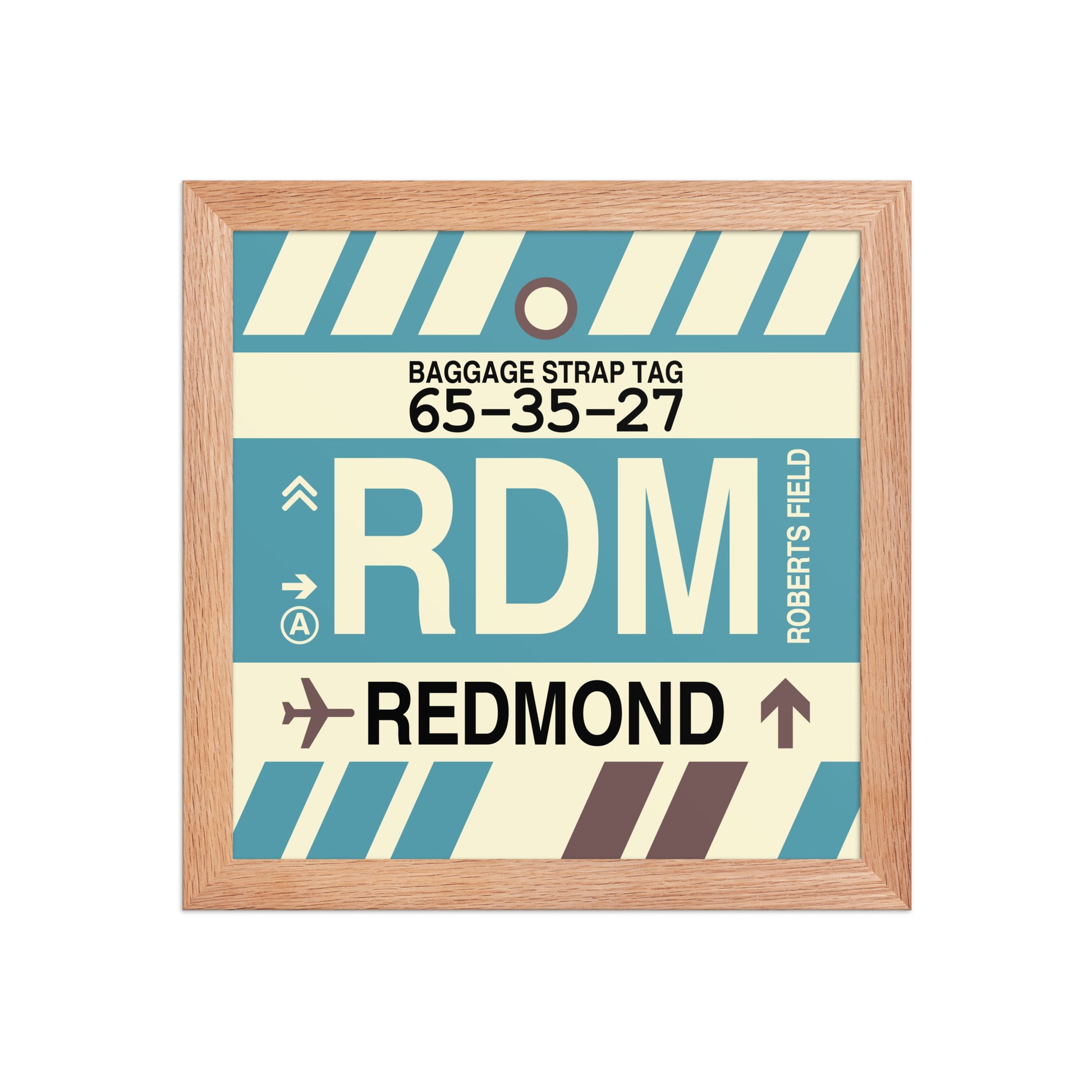 RDM Redmond Framed Print • Jet Age Baggage Tag Design • YHM Designs - Image 06