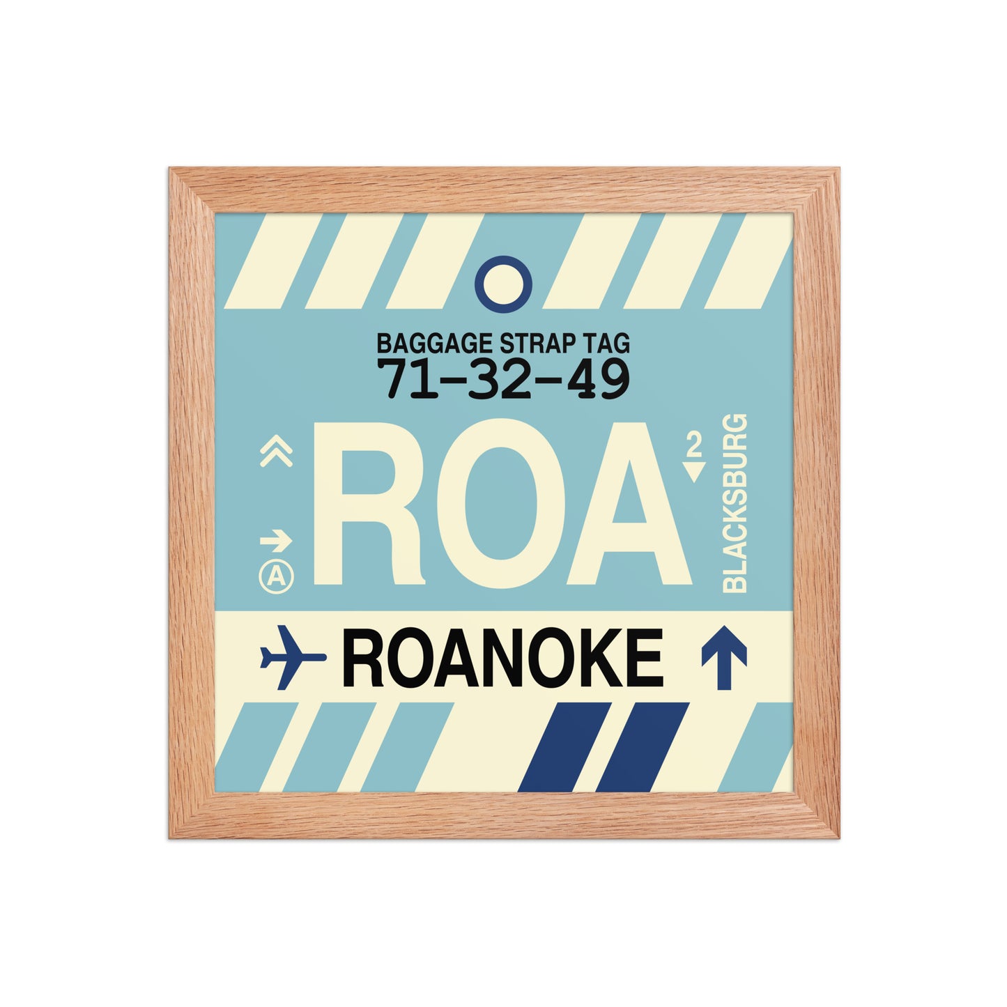 ROA Roanoke Framed Print • Jet Age Baggage Tag Design • YHM Designs - Image 06