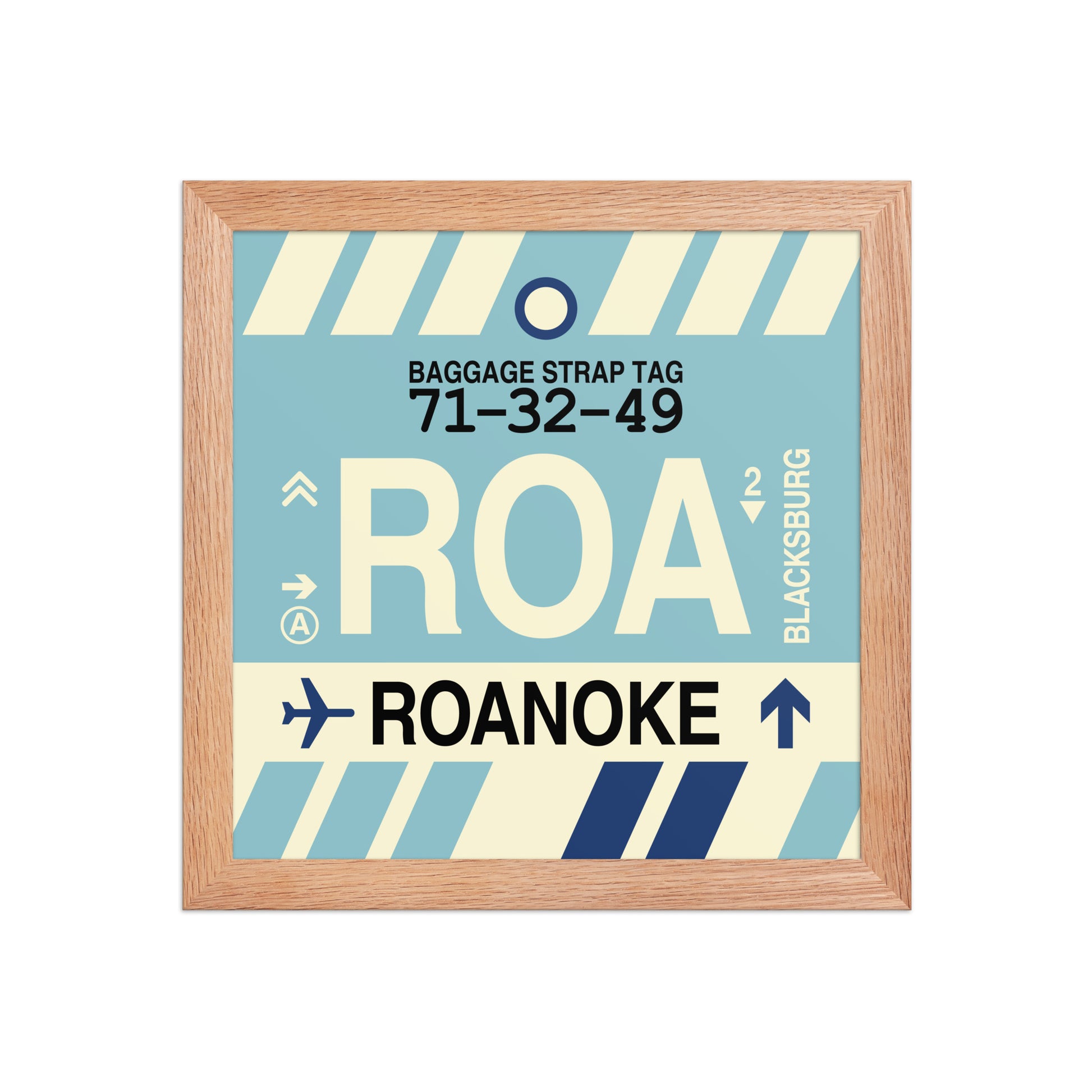 ROA Roanoke Framed Print • Jet Age Baggage Tag Design • YHM Designs - Image 06