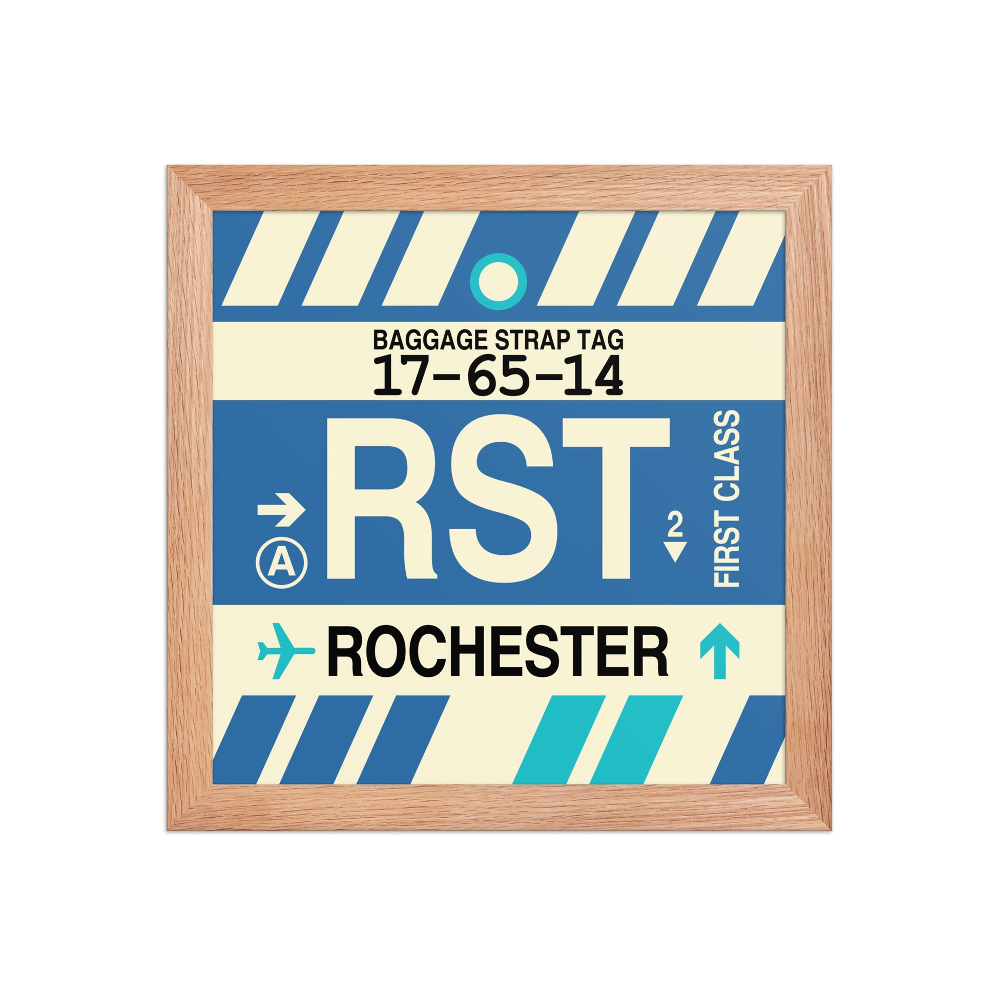 RST Rochester Framed Print • Jet Age Baggage Tag Design • YHM Designs - Image 06