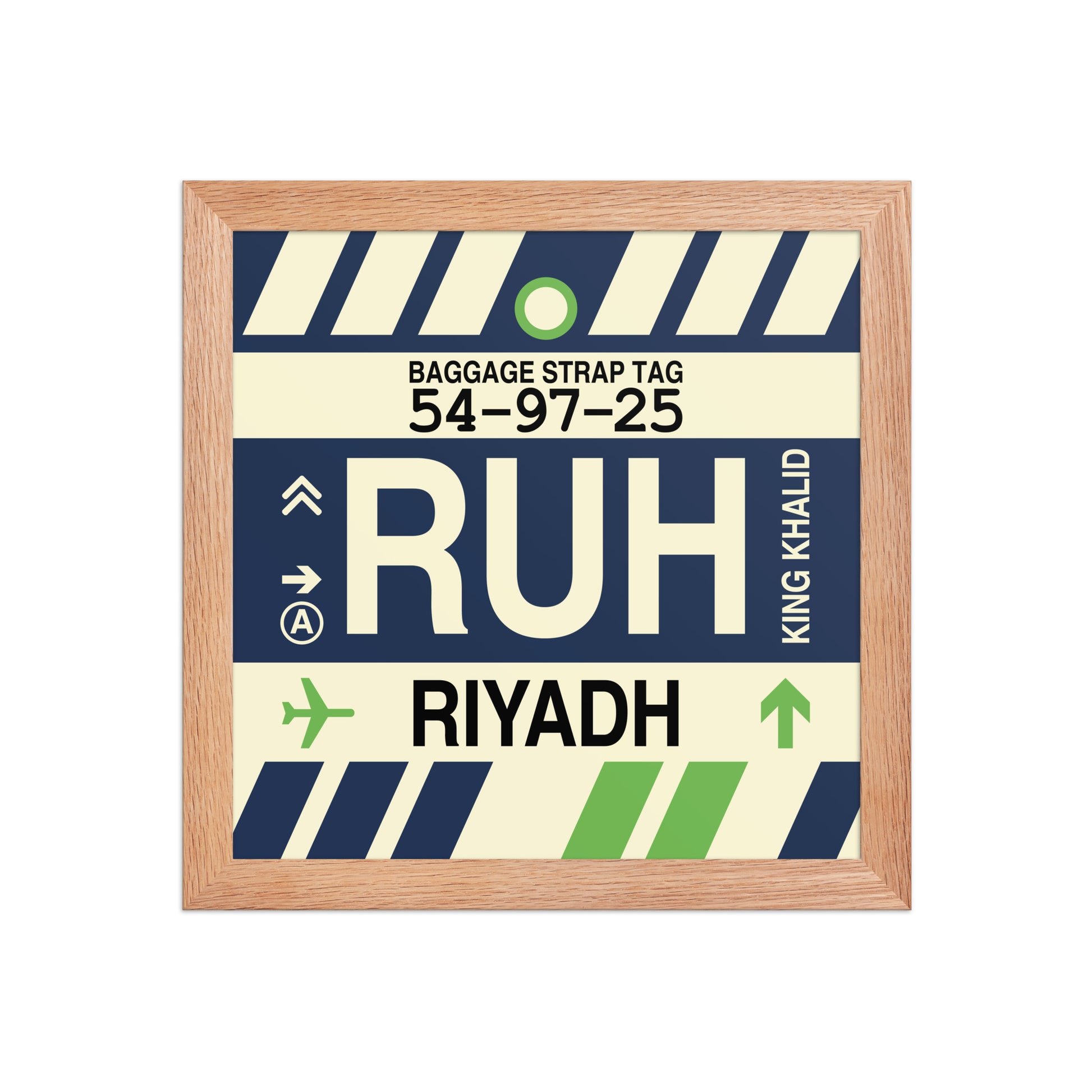 RUH Riyadh Framed Print • Jet Age Baggage Tag Design • YHM Designs - Image 06