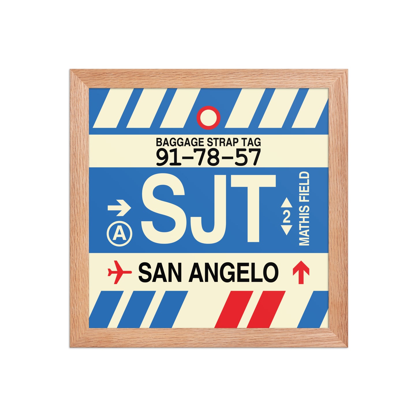 SJT San Angelo Framed Print • Jet Age Baggage Tag Design • YHM Designs - Image 06