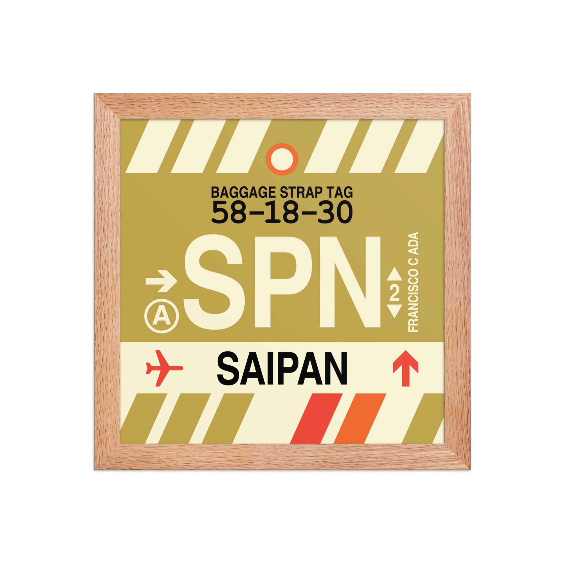SPN Saipan Framed Print • Jet Age Baggage Tag Design • YHM Designs - Image 06