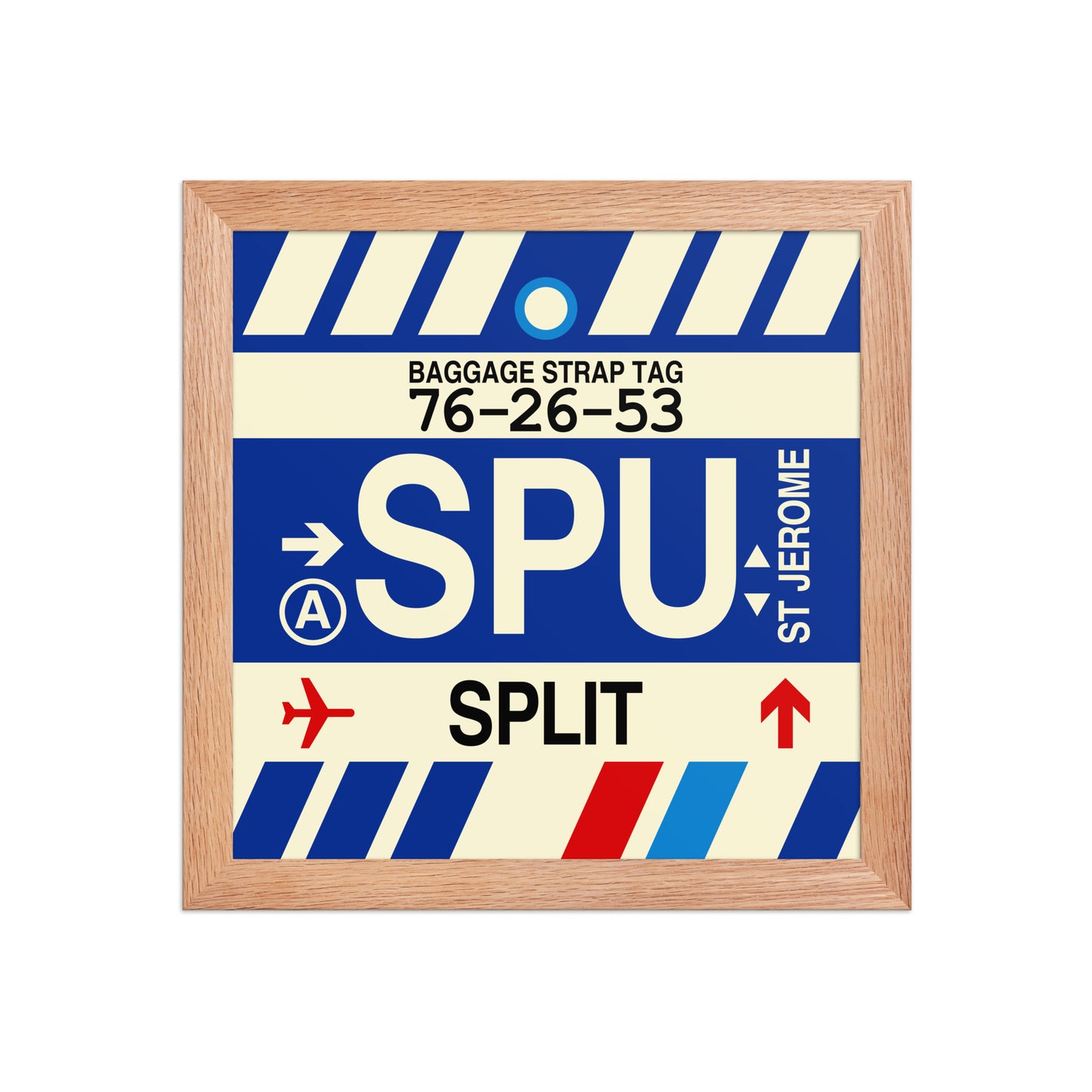 SPU Split Framed Print • Jet Age Baggage Tag Design • YHM Designs - Image 06