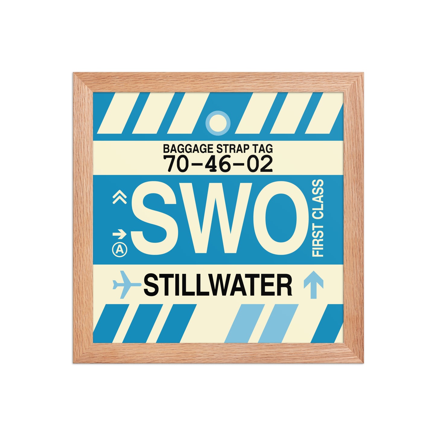 SWO Stillwater Framed Print • Jet Age Baggage Tag Design • YHM Designs - Image 06