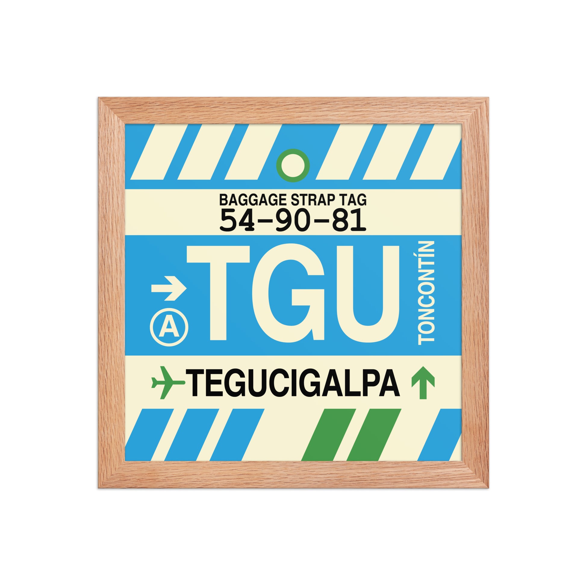 TGU Tegucigalpa Framed Print • Jet Age Baggage Tag Design • YHM Designs - Image 06