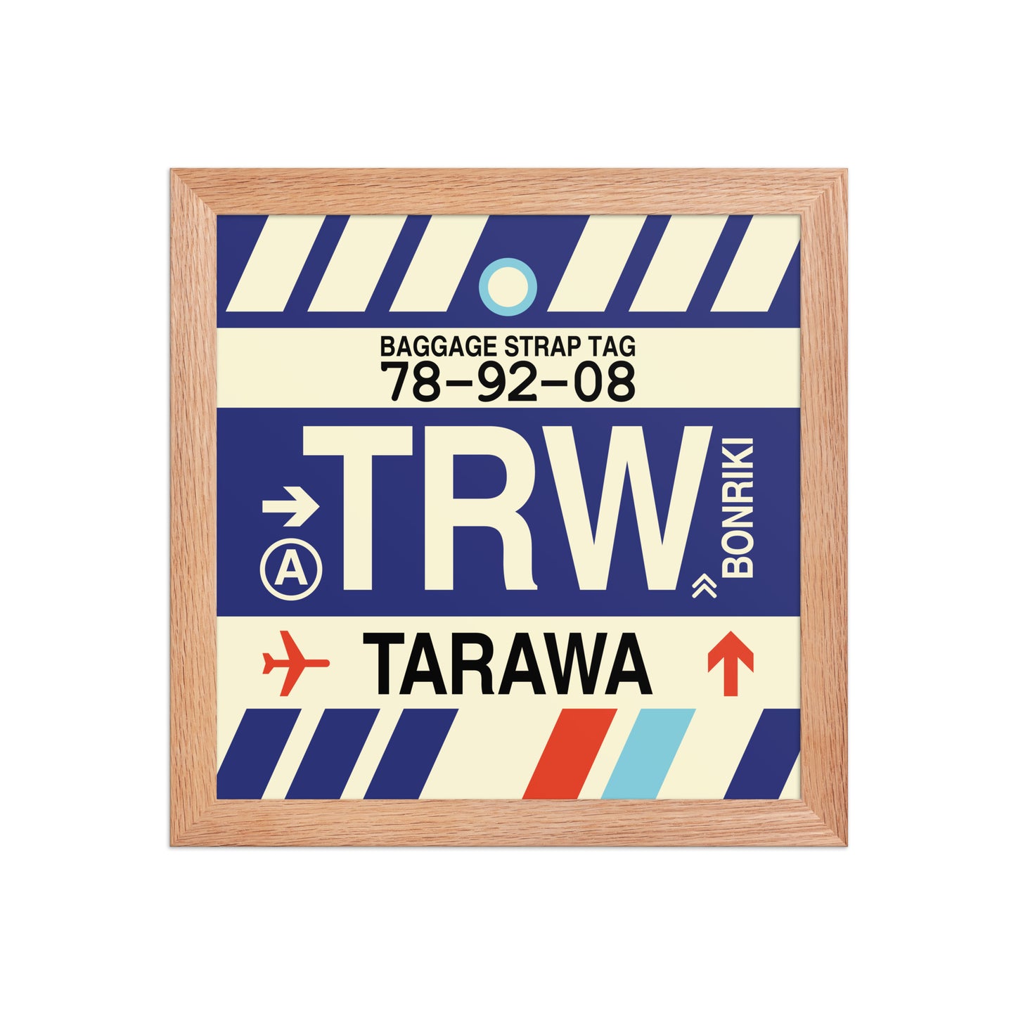TRW Tarawa Framed Print • Jet Age Baggage Tag Design • YHM Designs - Image 06